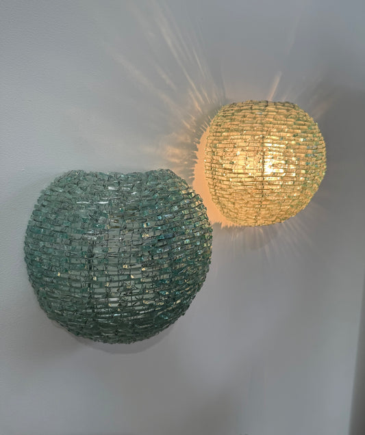 Pair of Vintage Italian Segmented Glass Wall Sconces