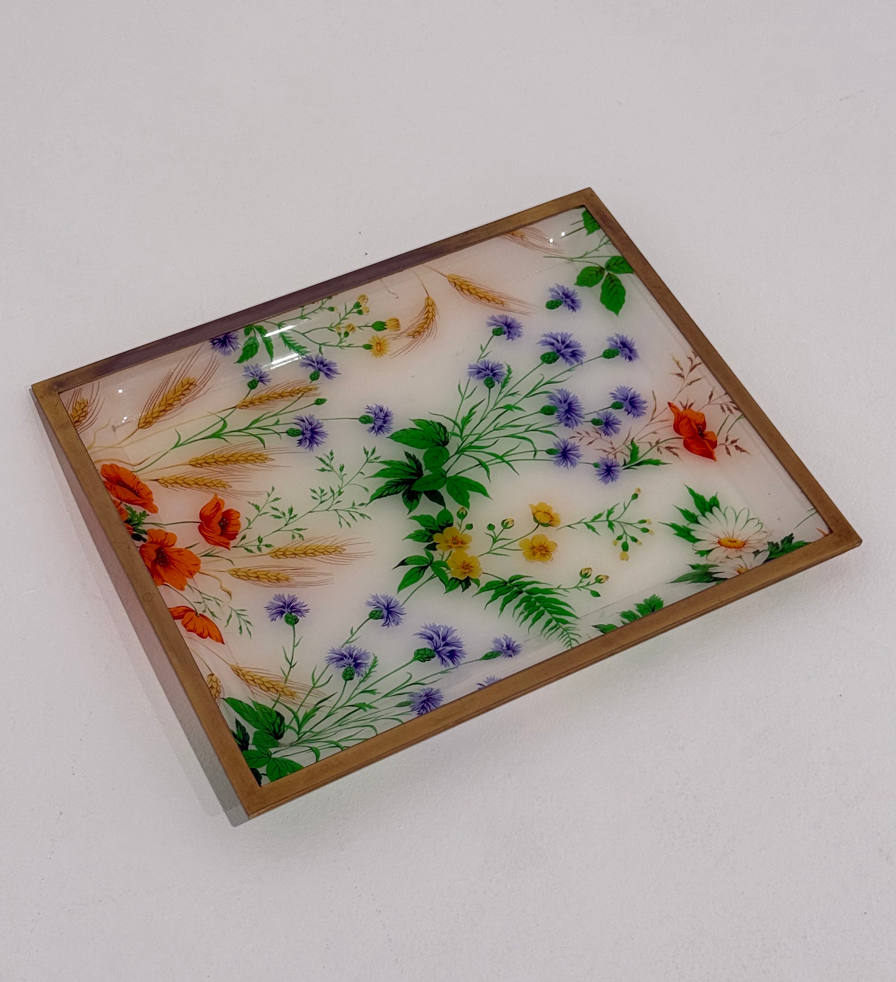Large Italian Floral Perspex Tray