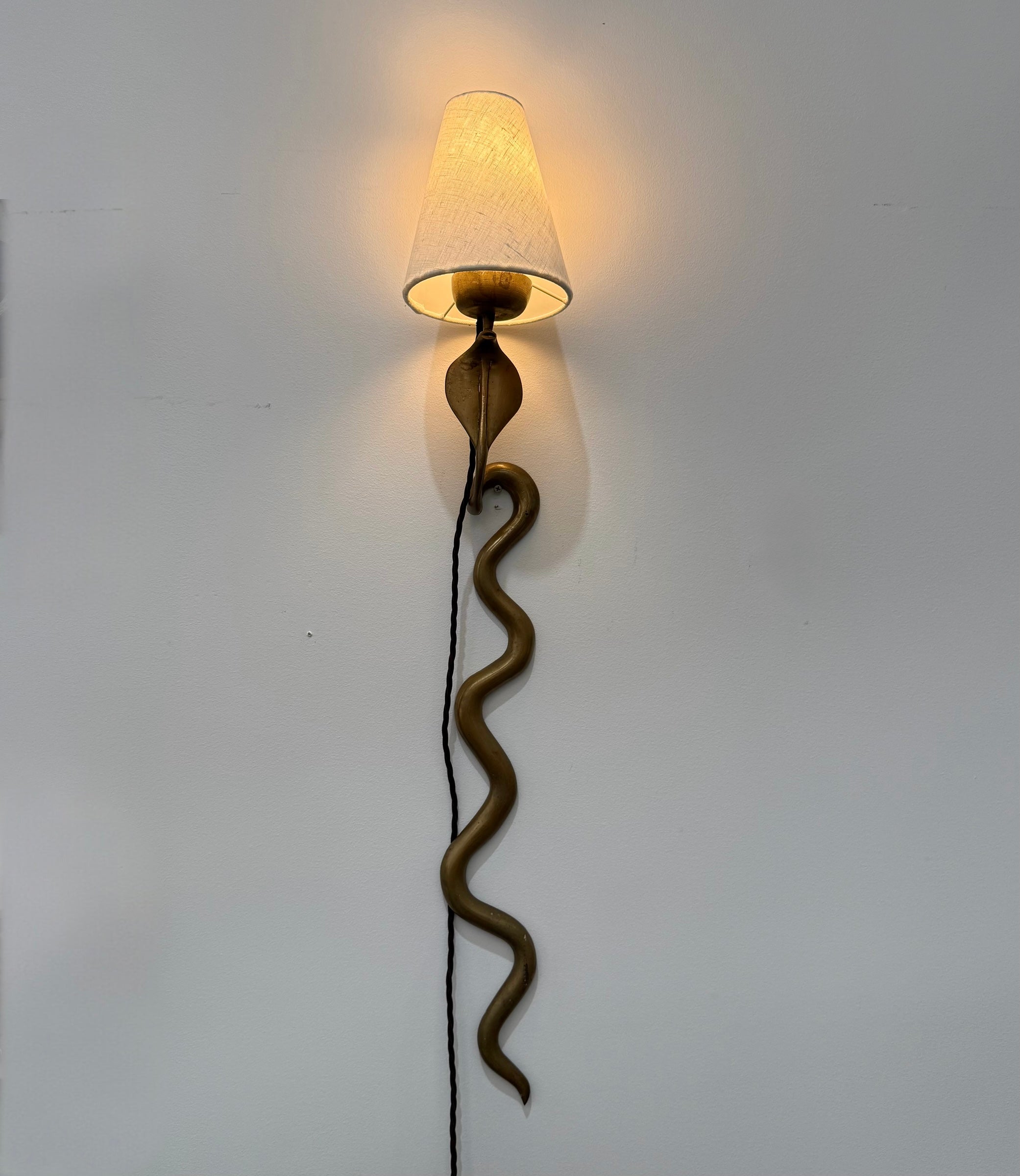 1960’s French Brass Cobra Candle Wall Light - Two Available
