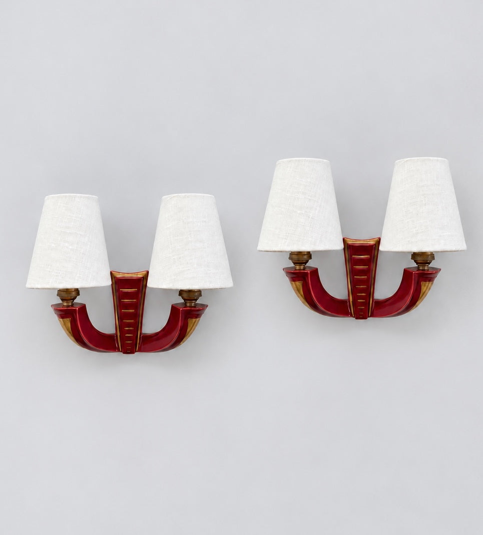 Pair of 1950’s French Ceramic Wall Lights