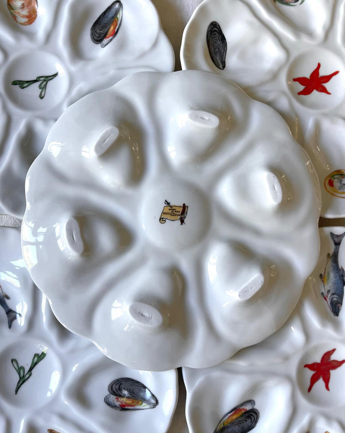 Vintage French Porcelain Oyster Plates - 3 Available