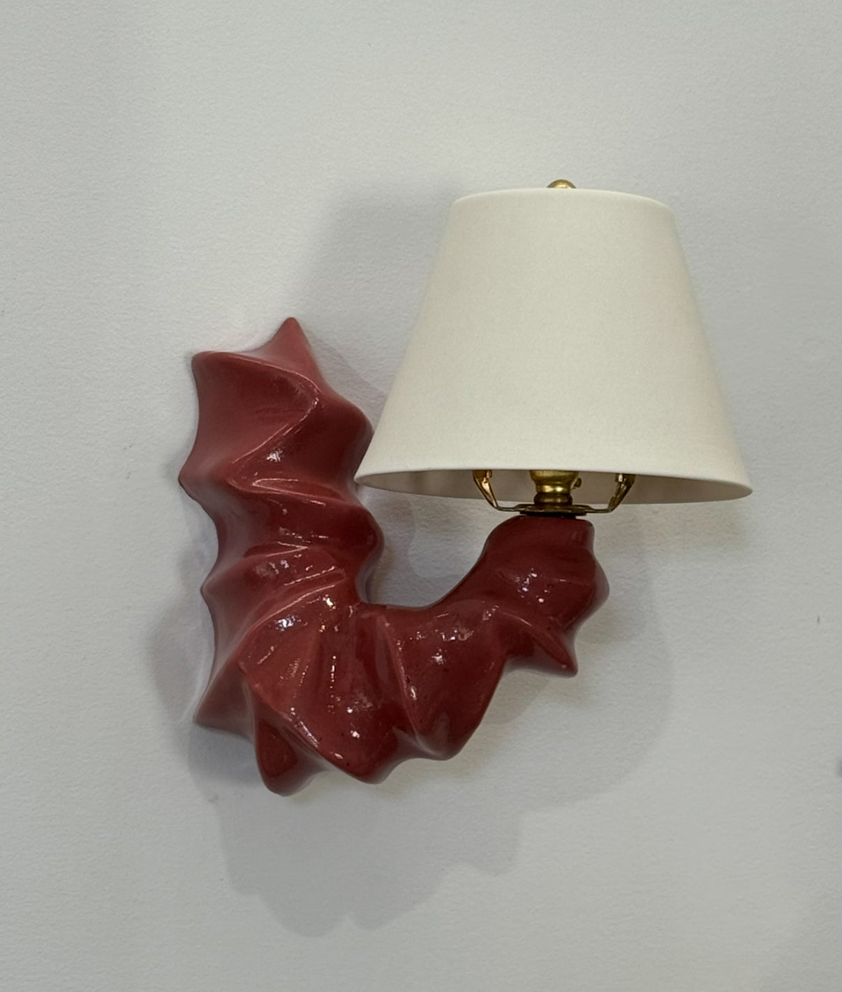 Pair of ARCO Ceramic Wall Lights - Bordeaux Red