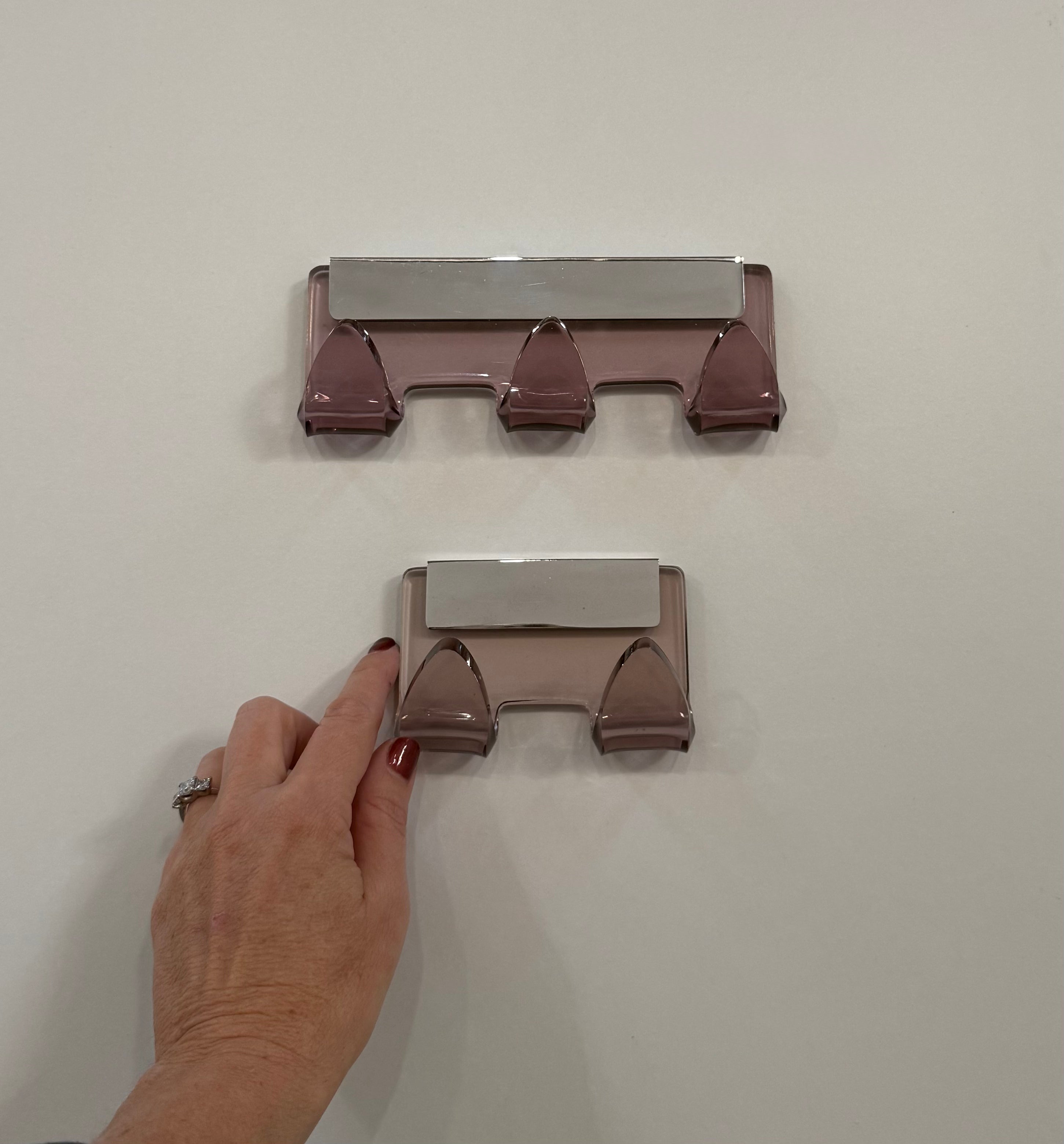 Set of Italian Perspex and Chrome Wall Hooks