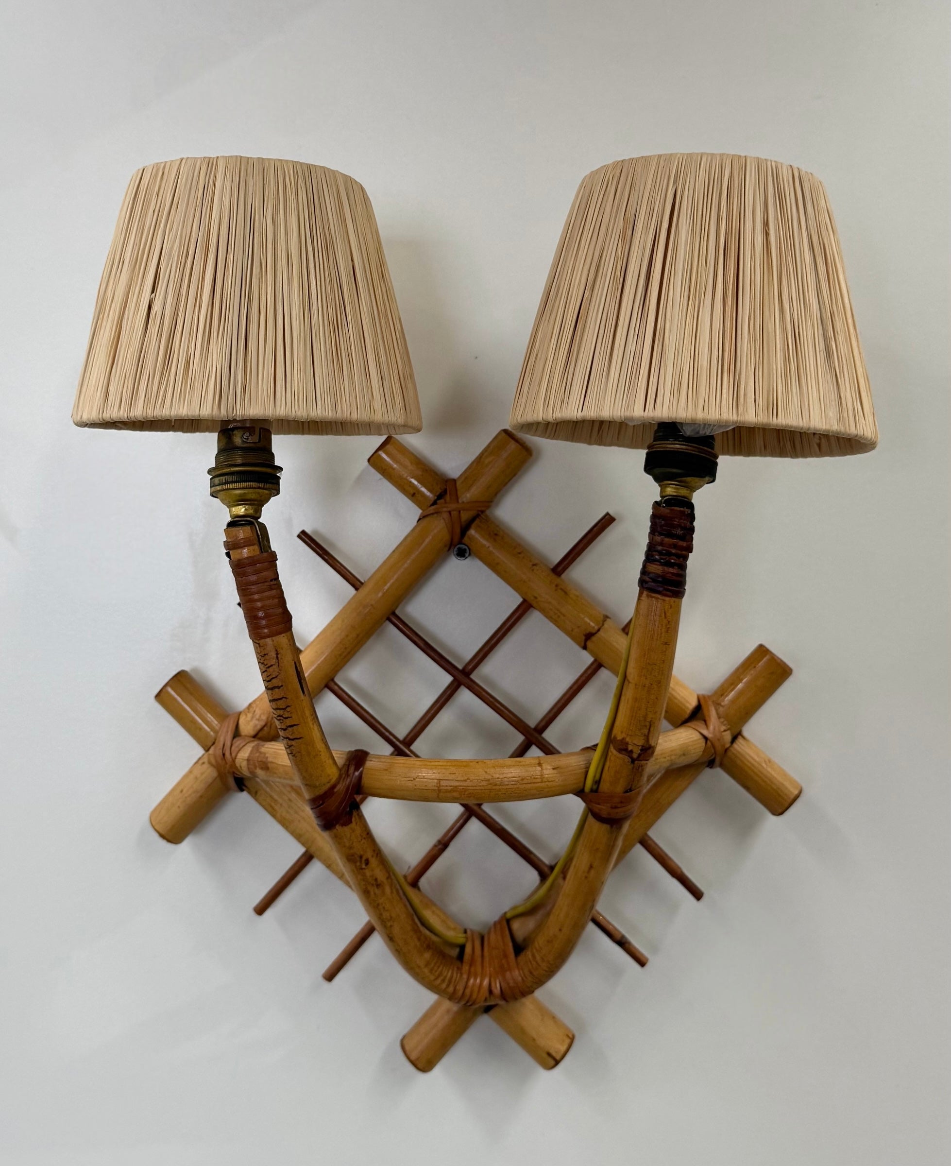 1970’s French Bamboo Wall Light by Louis Sognot