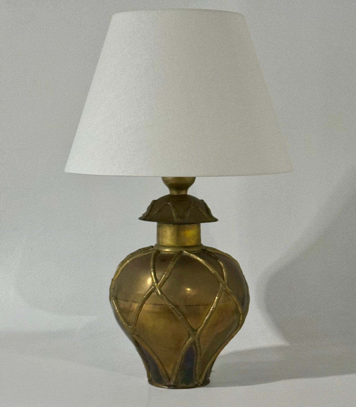 Large Italian Brass Faux Bamboo Lamp