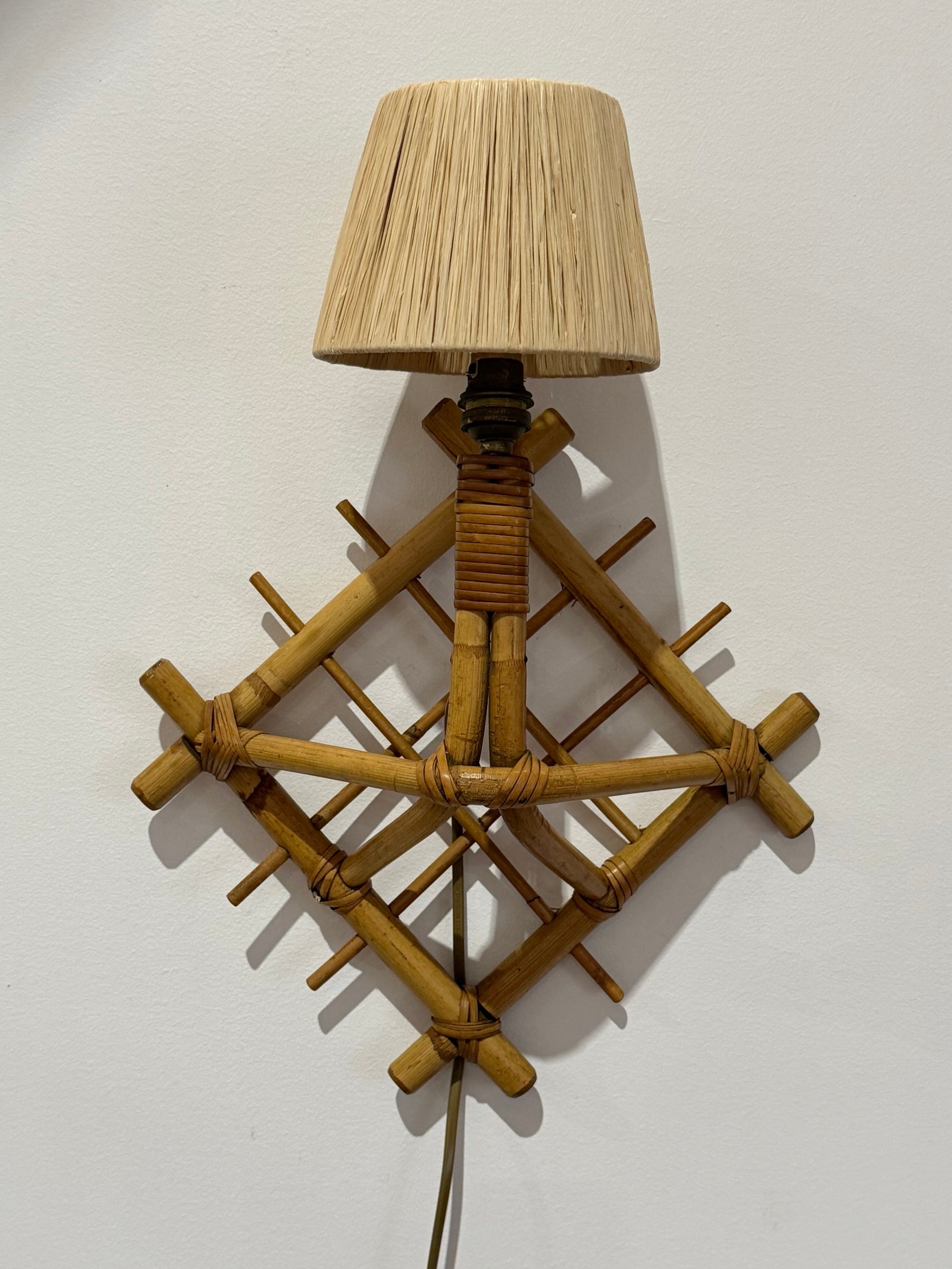 1970’s French Bamboo Wall Light by Louis Sognot