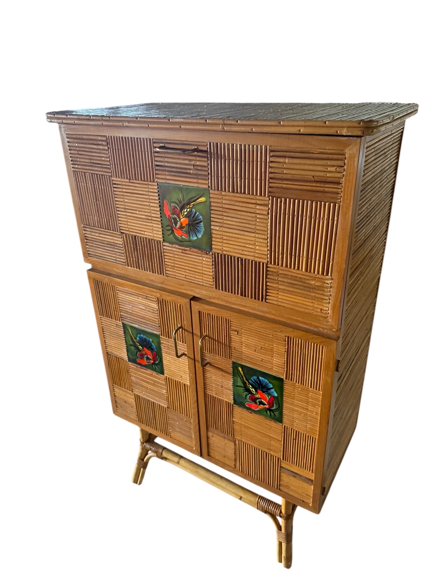 PRE ORDER: Vintage French Bamboo Cabinet by Audoux Minet