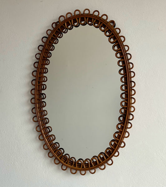 Italian Vintage Bamboo Loop Mirror by Bonacina