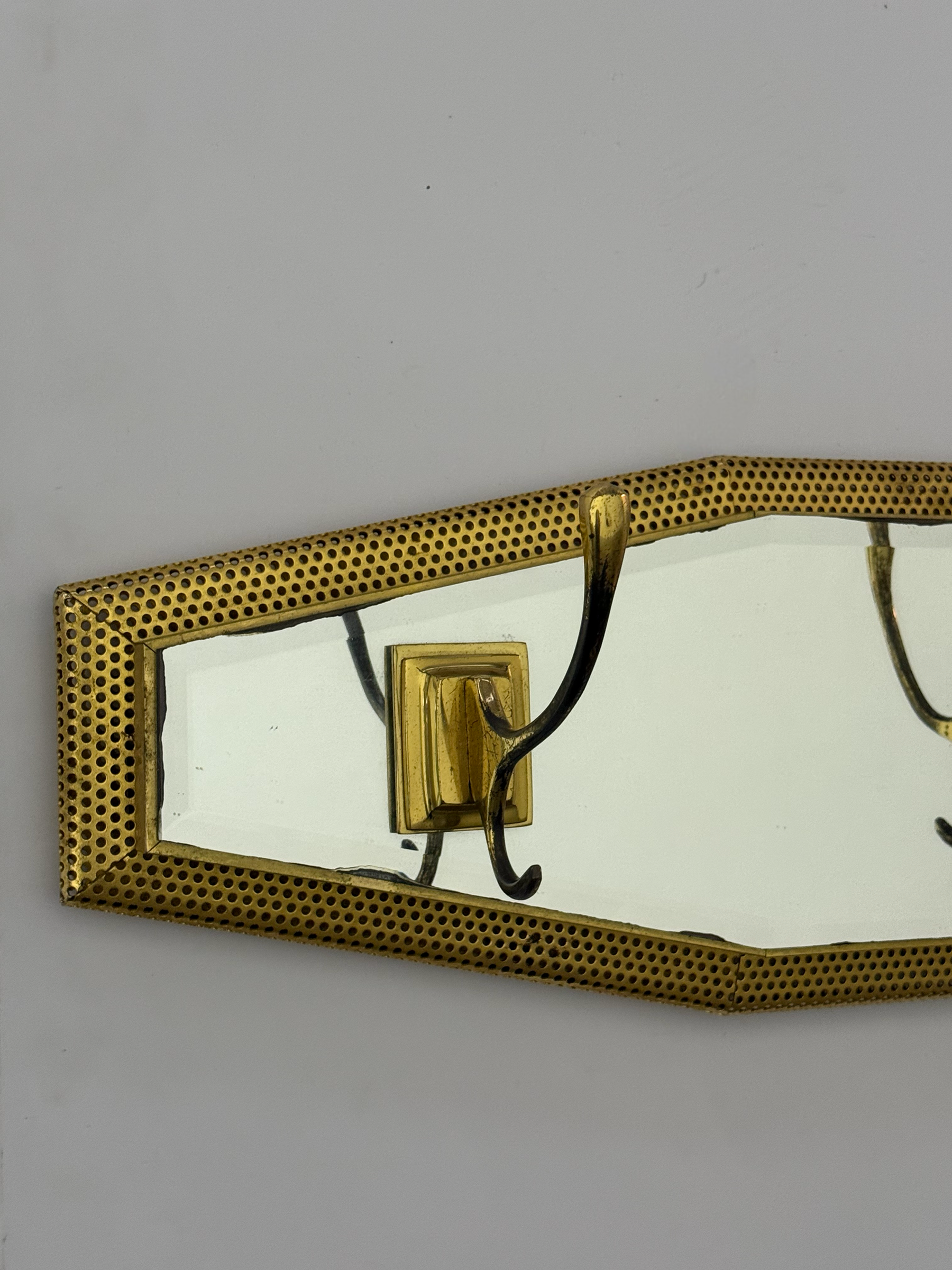 Vintage Perforated Brass Coat Rack