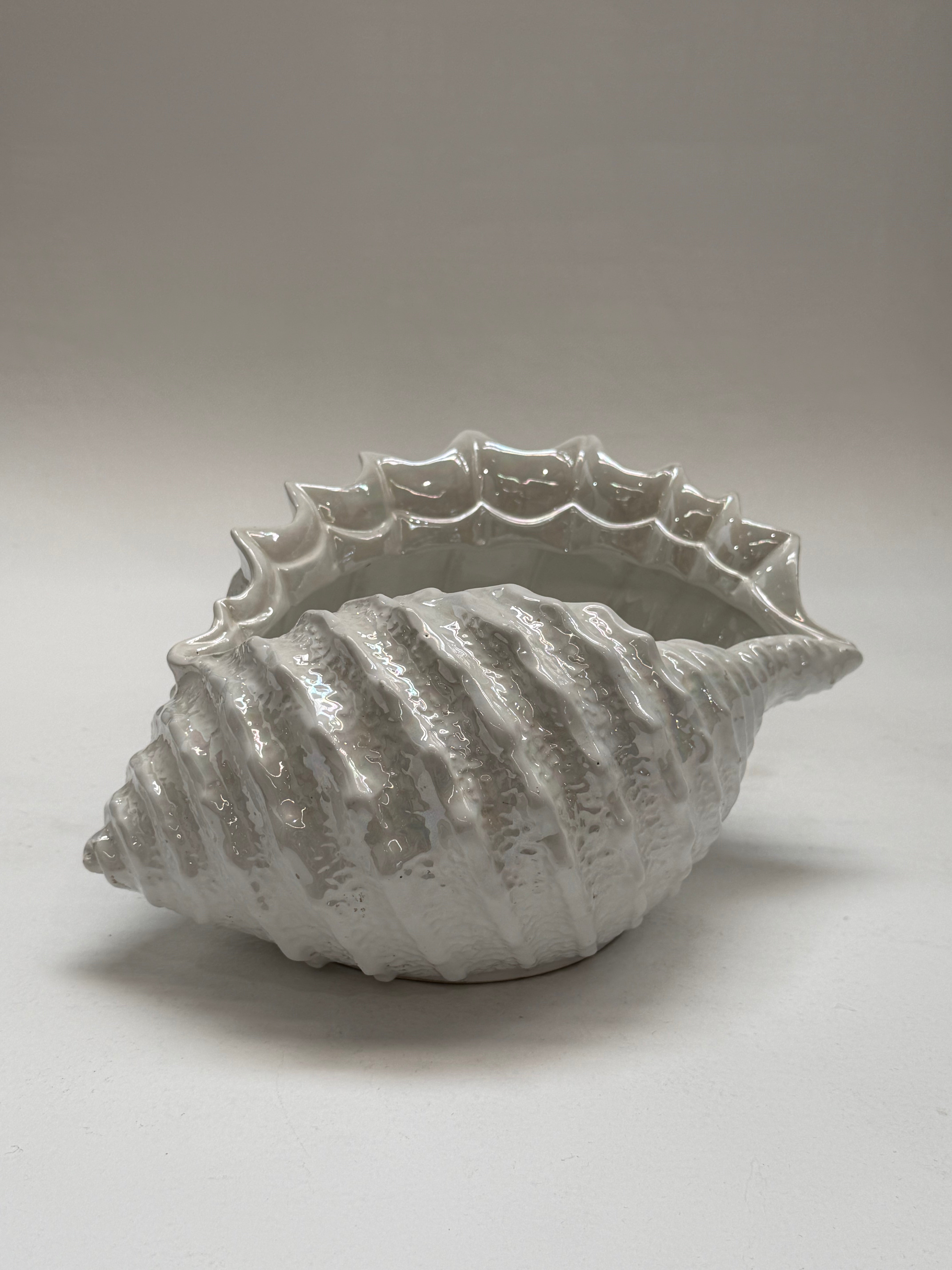 Large Italian Ceramic Shell Vase