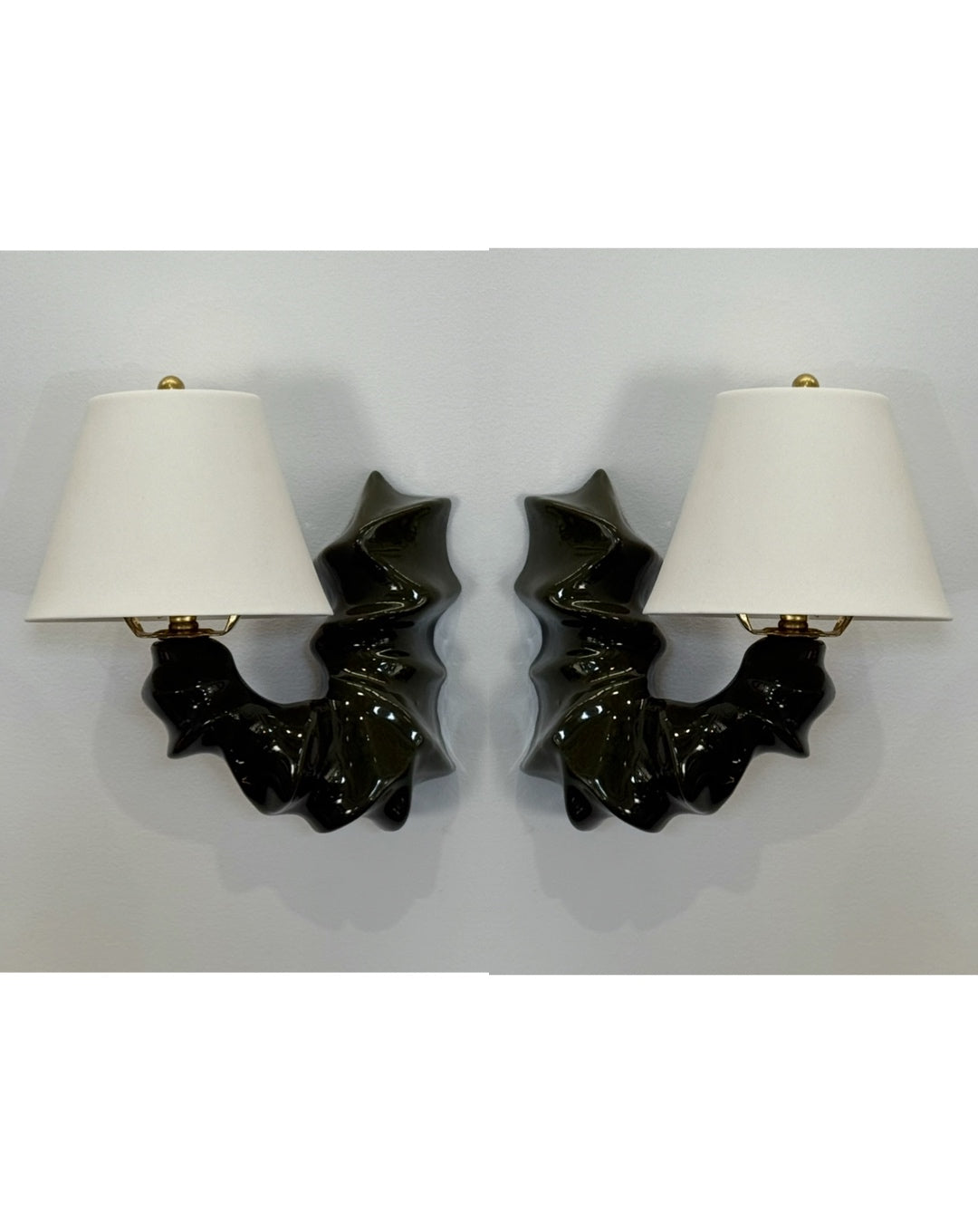 Pair of ARCO Ceramic Wall Lights - Forest Green