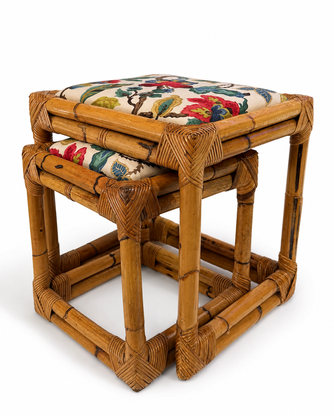 Pair of Vintage Bamboo Nesting Tables