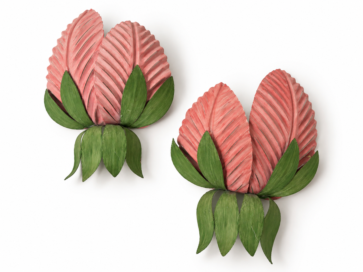 Pair of Floral Scones by Sergio Terzani for Holländer Leuchten