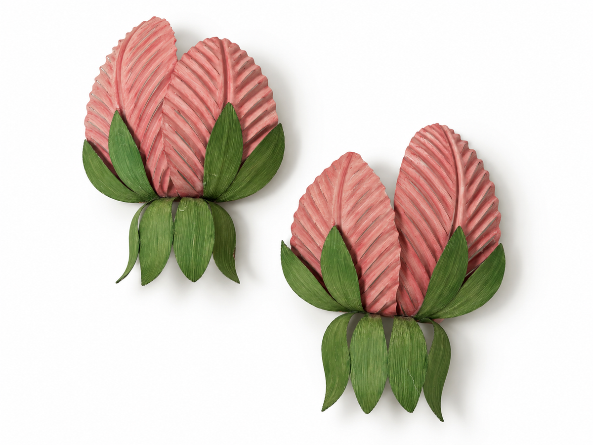 Pair of Floral Scones by Sergio Terzani for Holländer Leuchten