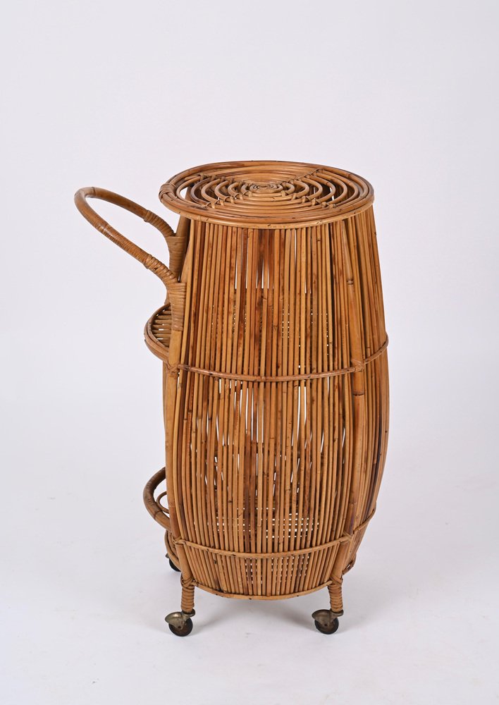 Italian 1960’s Bamboo Bar Trolley by Bonacina