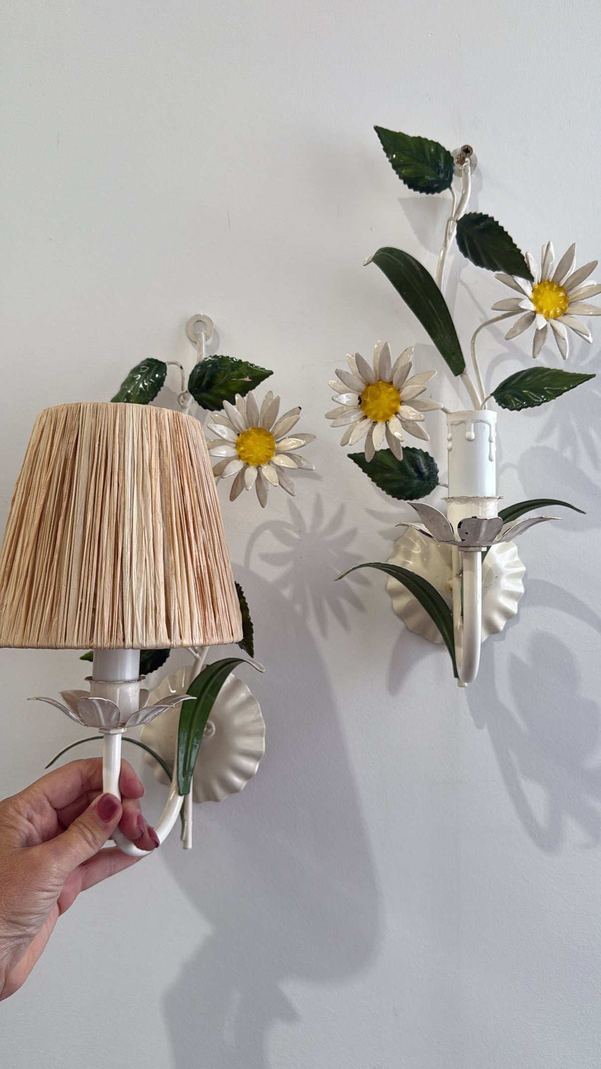 Pair of 1950’s French Floral Wall Lights
