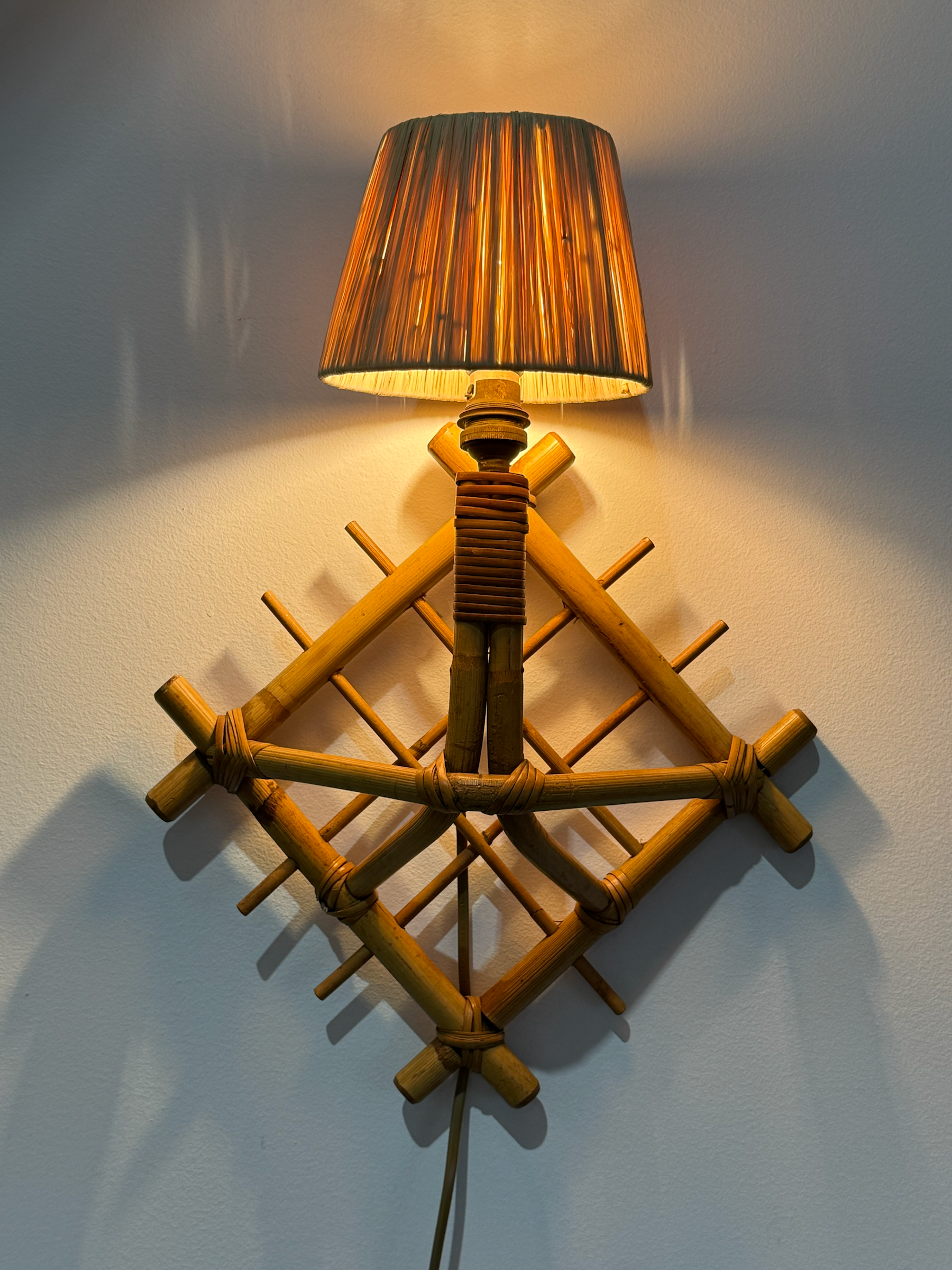 1970’s French Bamboo Wall Light by Louis Sognot