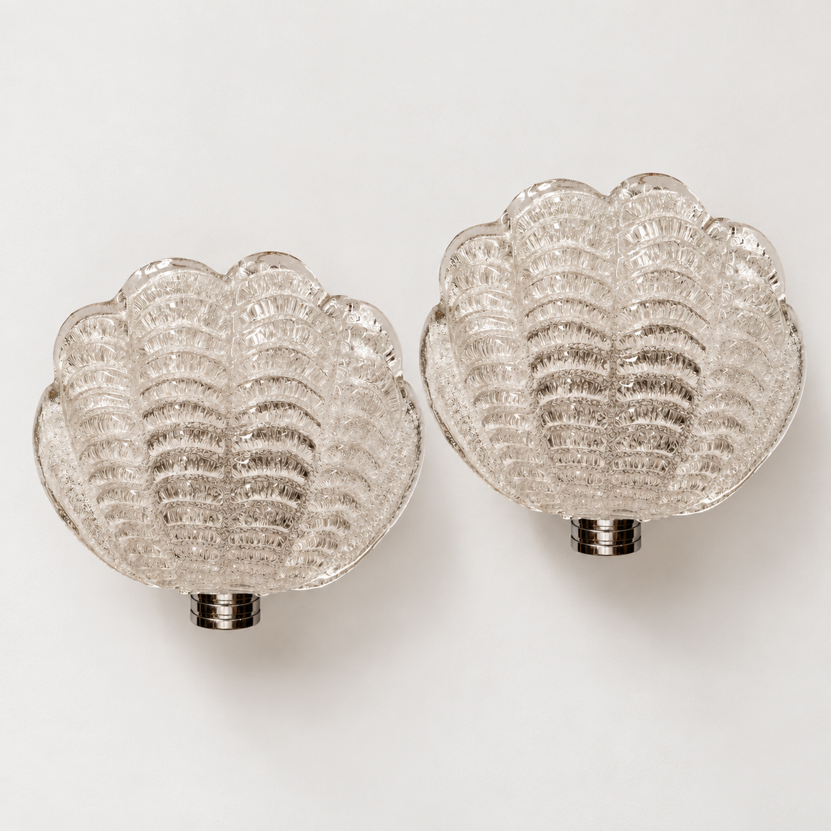 Pair of Murano Glass Shell Wall Lighta