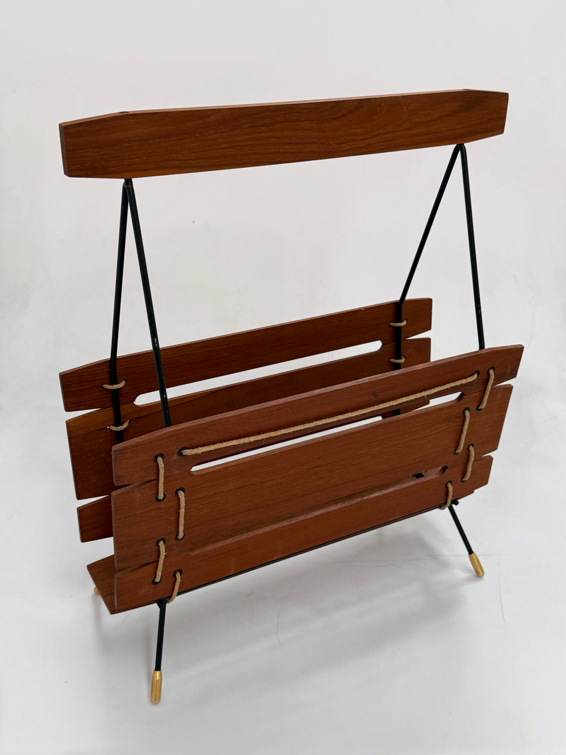 1960s Italian Timber & Iron Magazine Holder