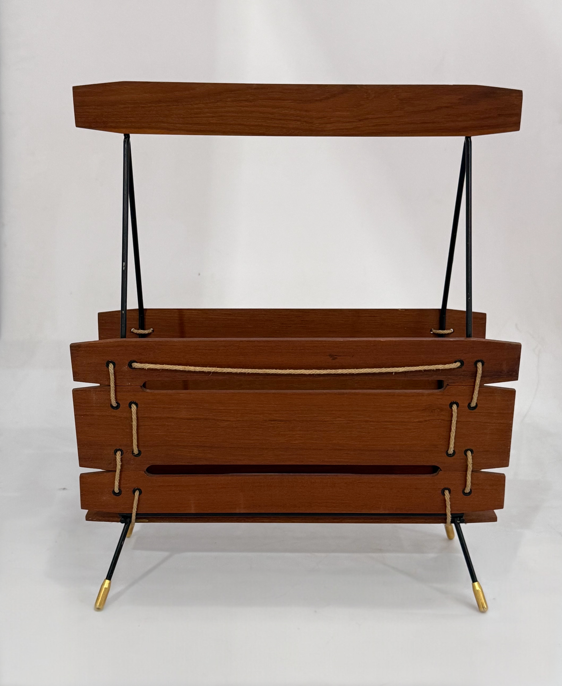 1960s Italian Timber & Iron Magazine Holder