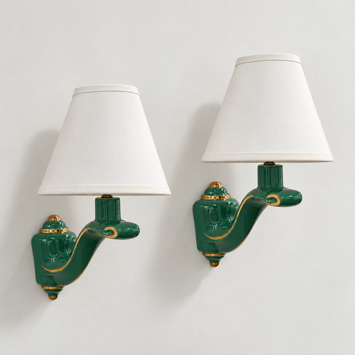 Pair of 1950’s French Ceramic Wall Lights by St Clement