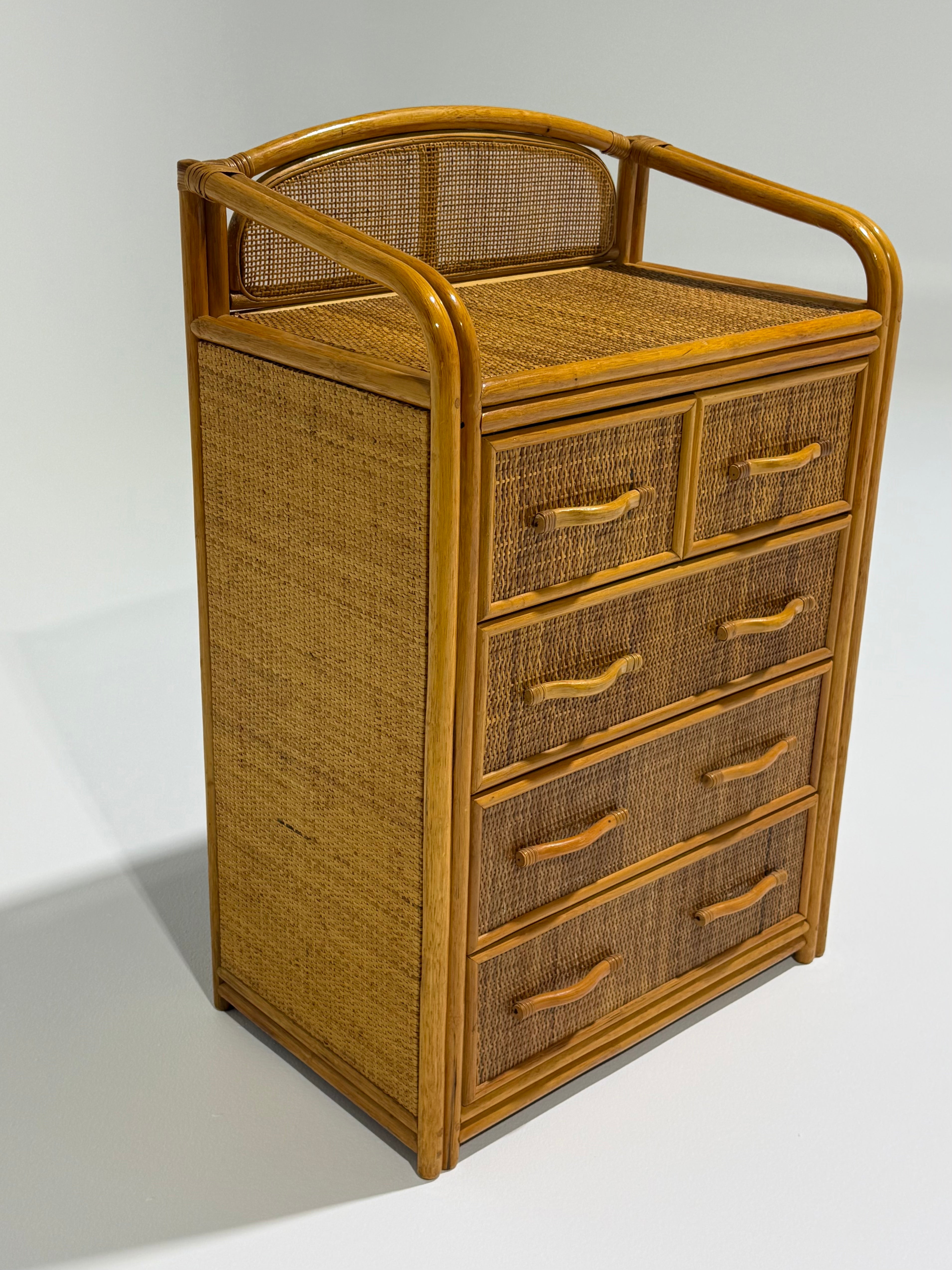 Vintage Bamboo Chest of Drawers - TWO Available