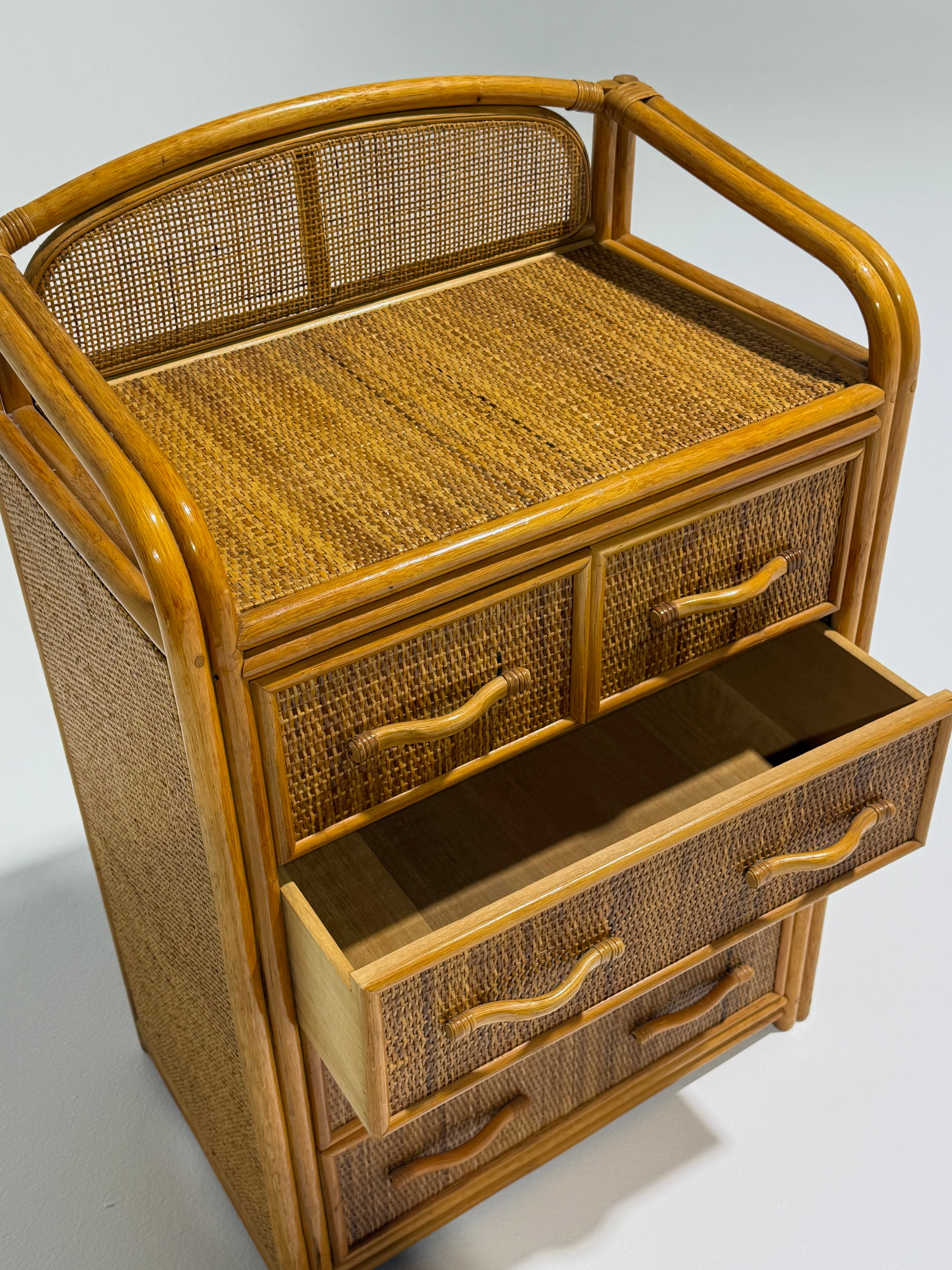 Vintage Bamboo Chest of Drawers - TWO Available