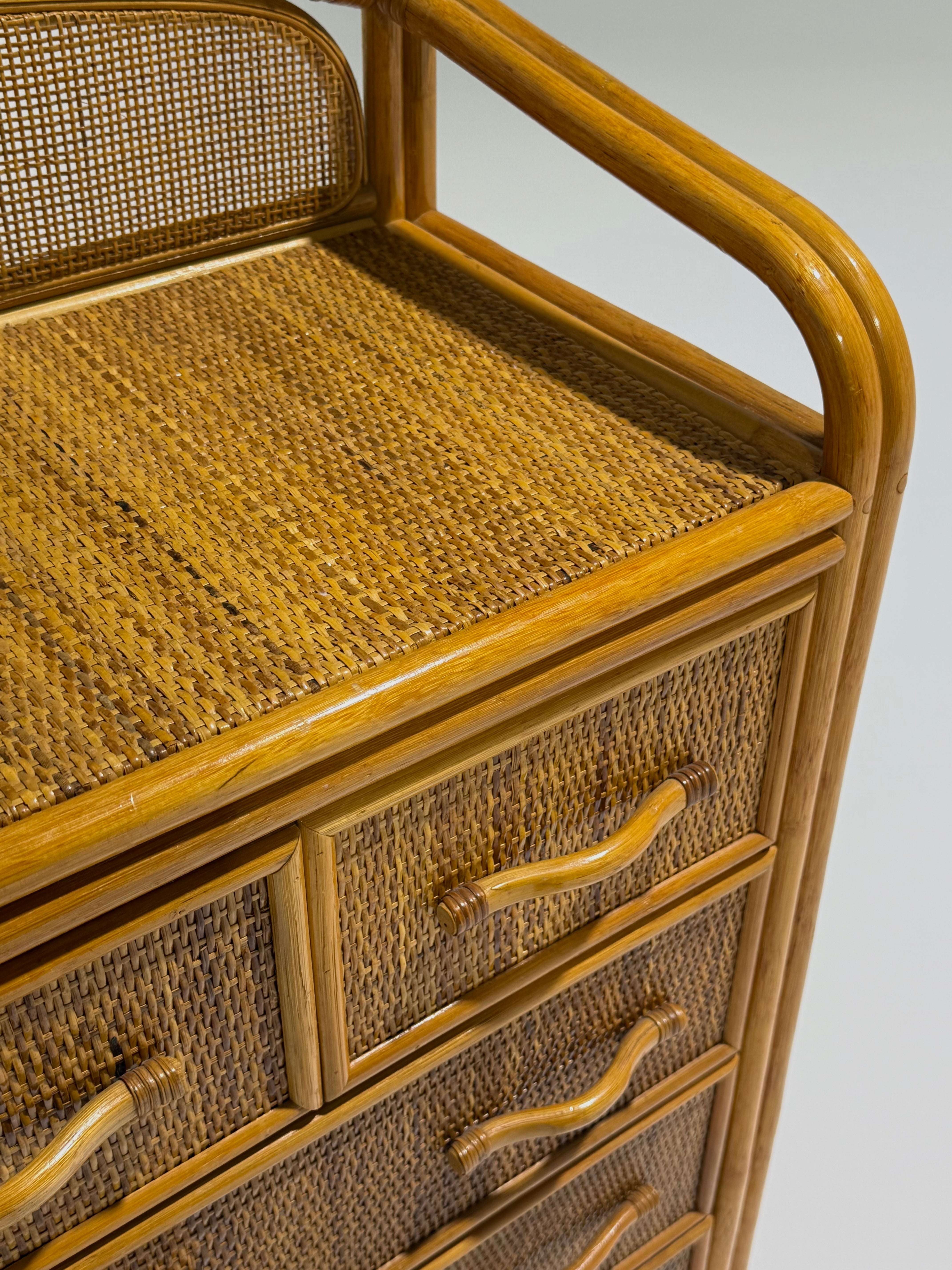 Vintage Bamboo Chest of Drawers - TWO Available