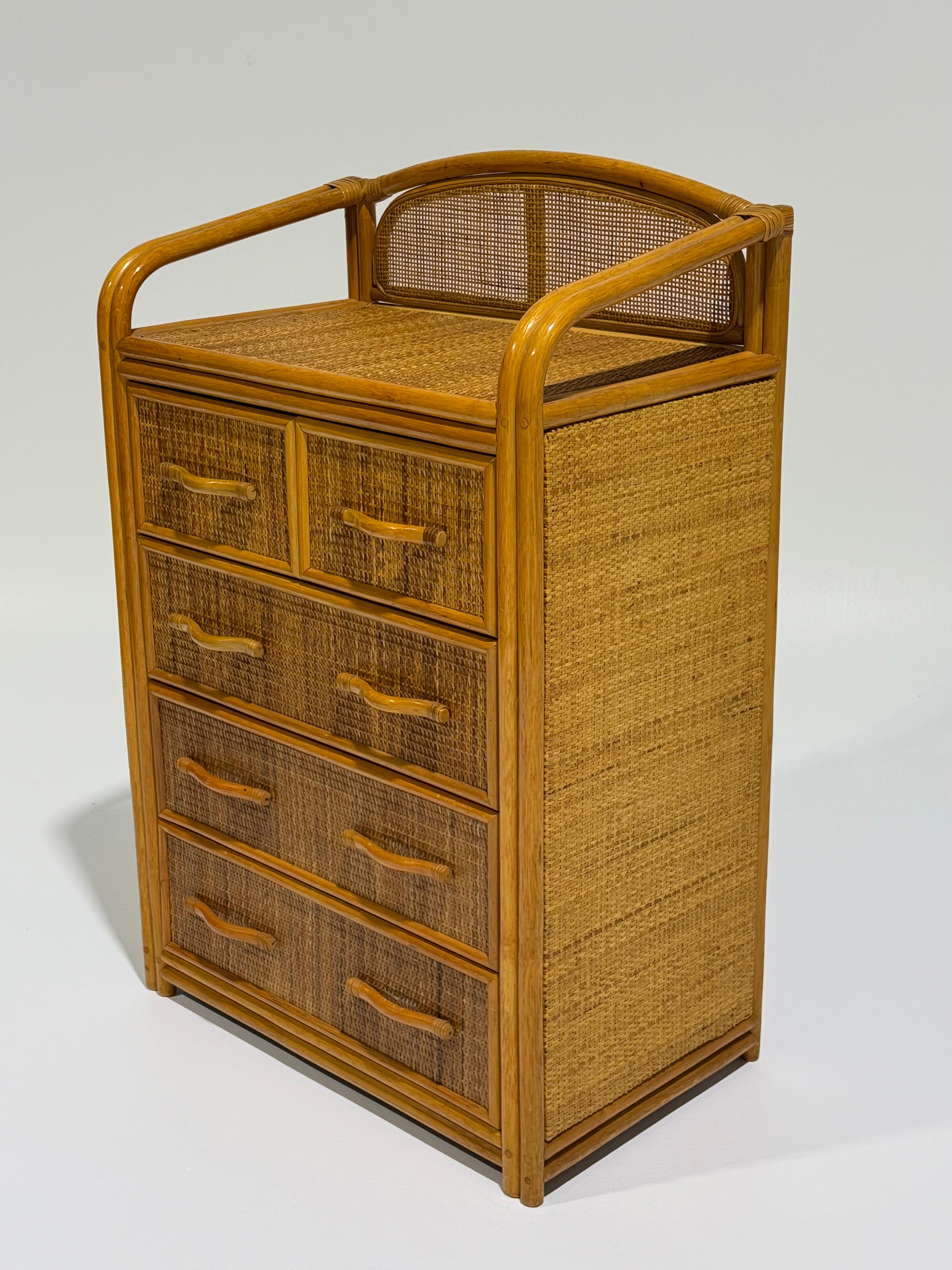 Vintage Bamboo Chest of Drawers - TWO Available