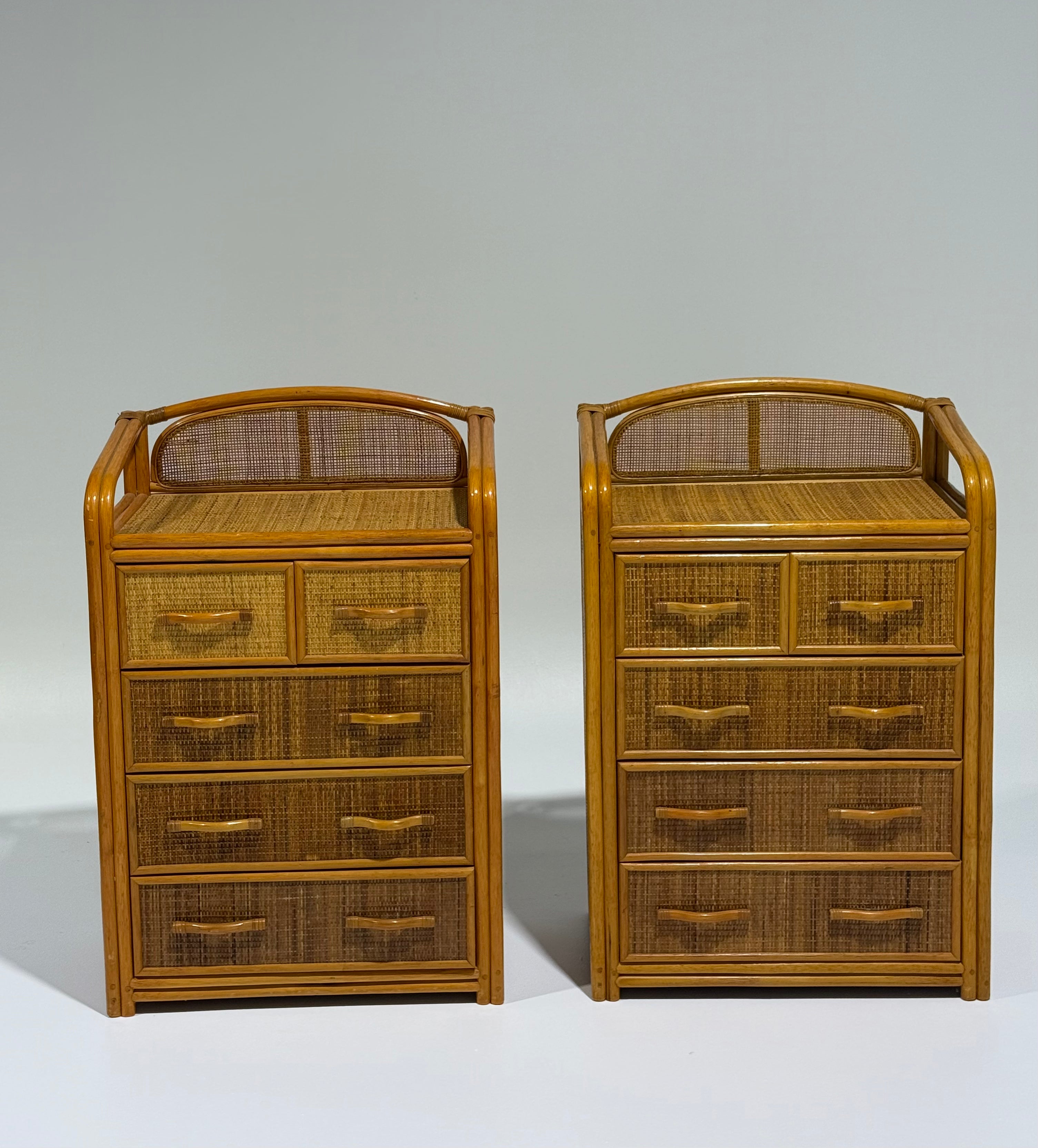 Vintage Bamboo Chest of Drawers - TWO Available