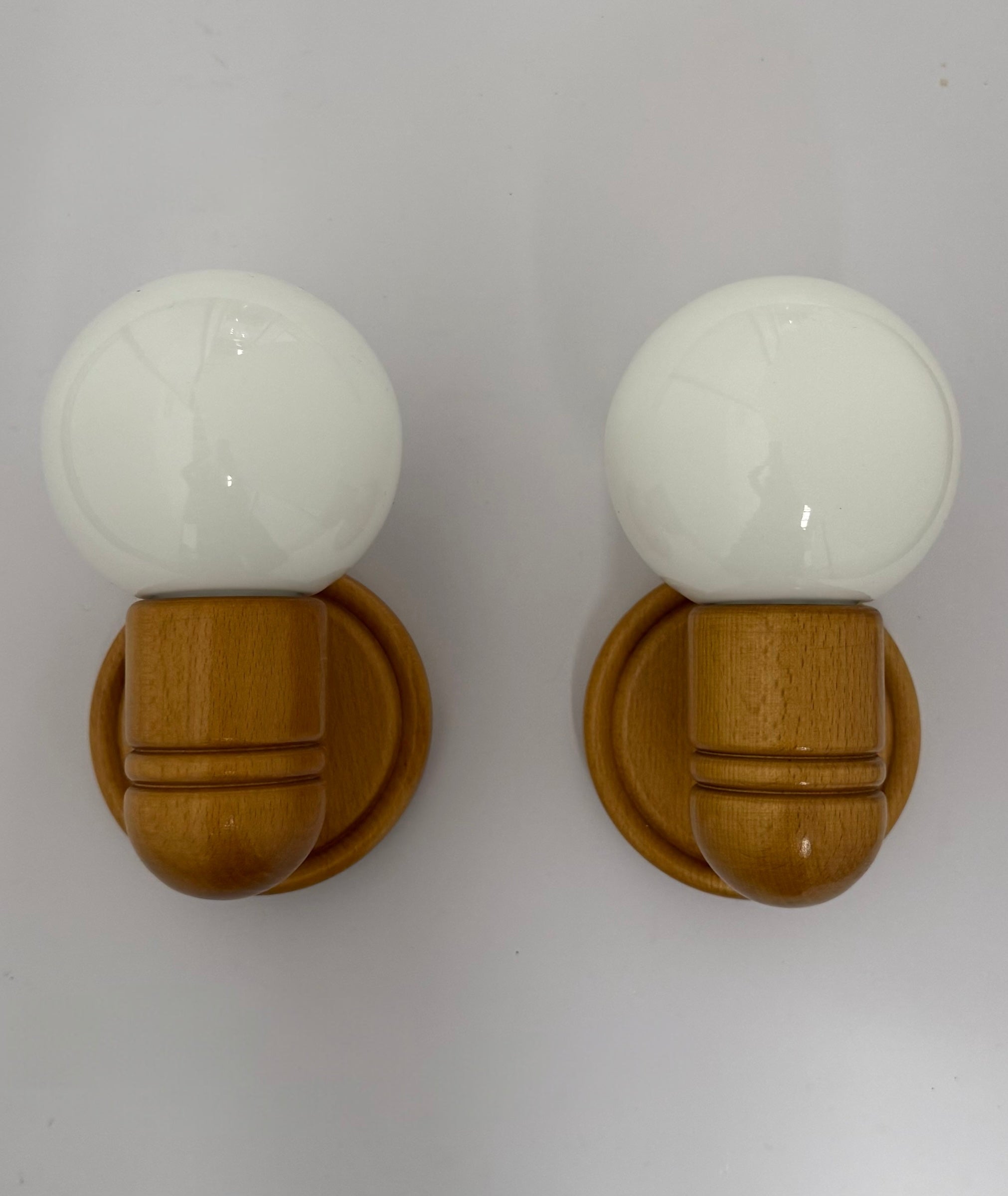 Pair of Scandinavian Pine Wall Lights