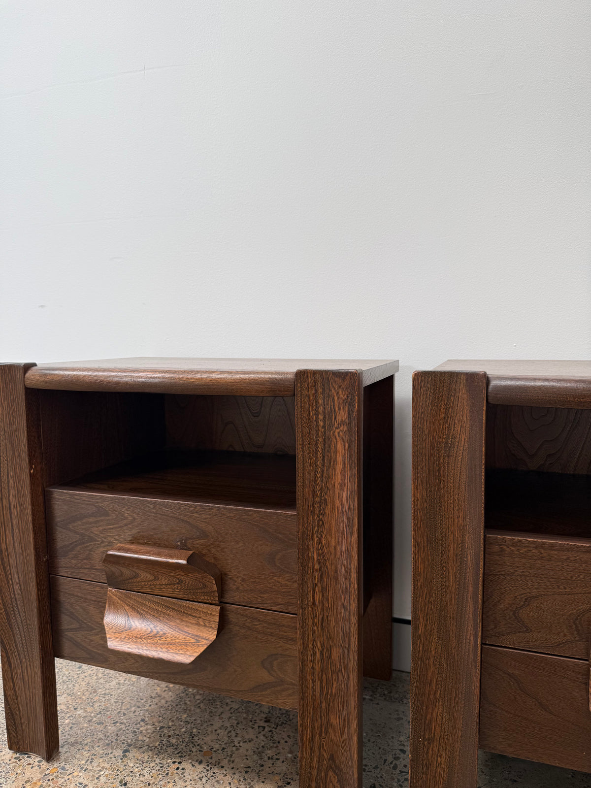 Pair of Elm Bedside Cabinets by Maison Regain