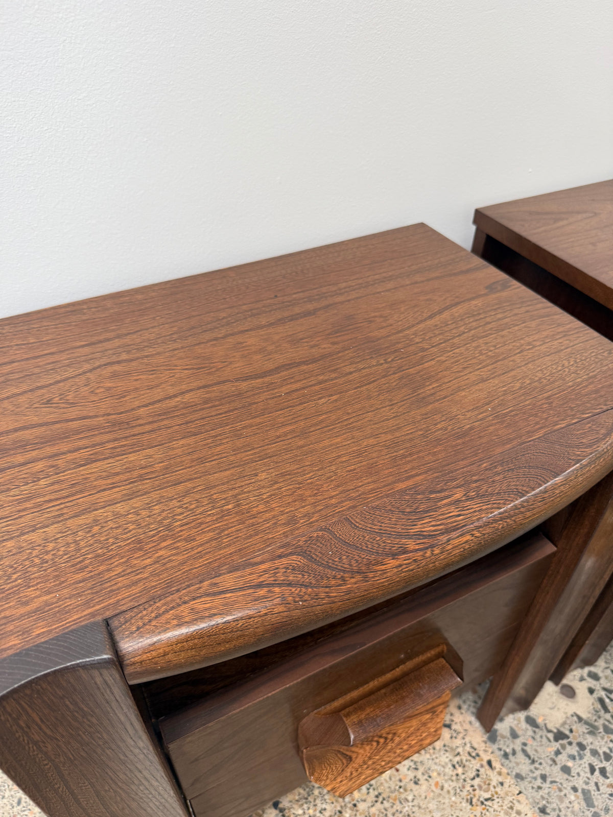 Pair of Elm Bedside Cabinets by Maison Regain