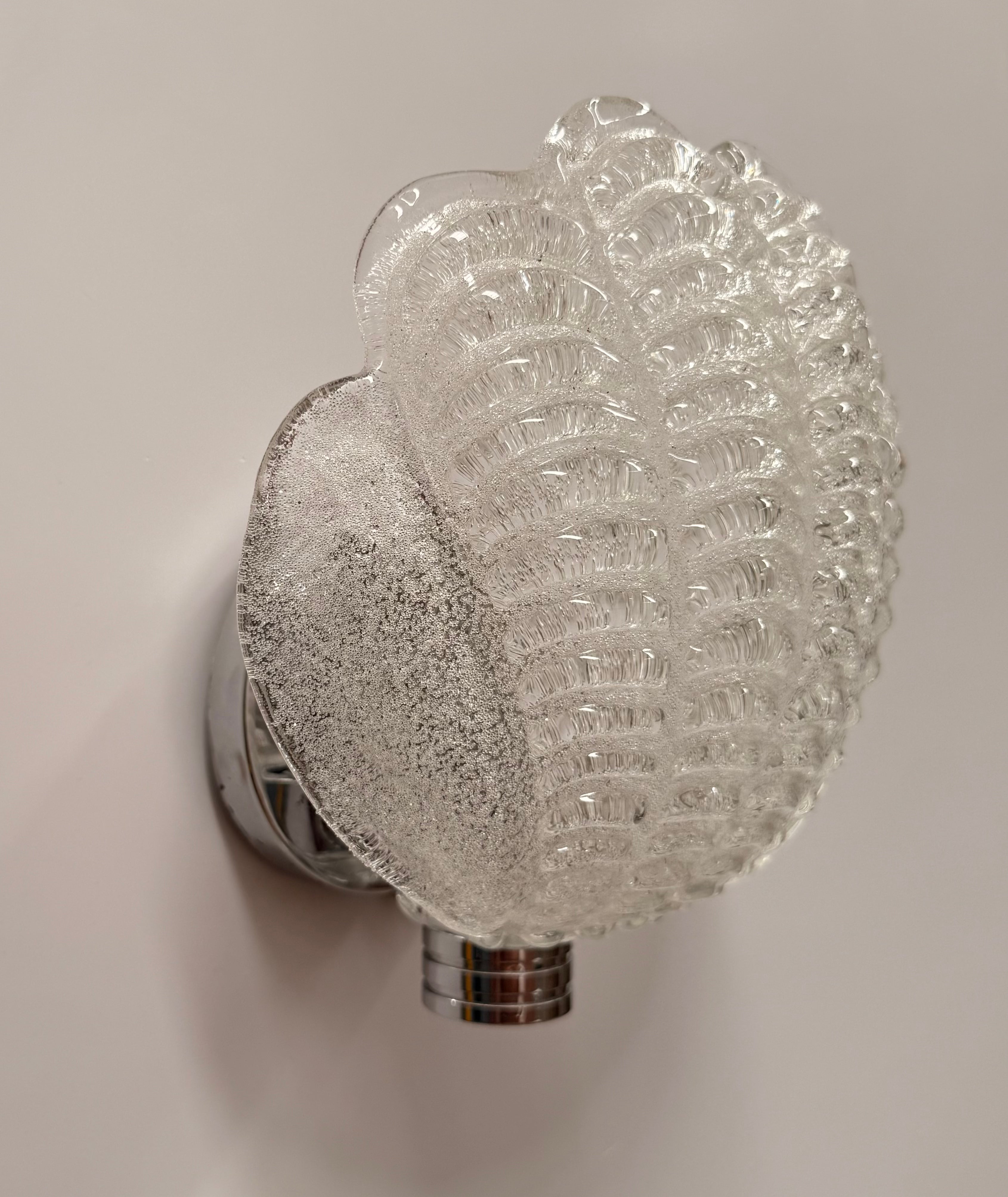 Pair of Murano Glass Shell Wall Lighta