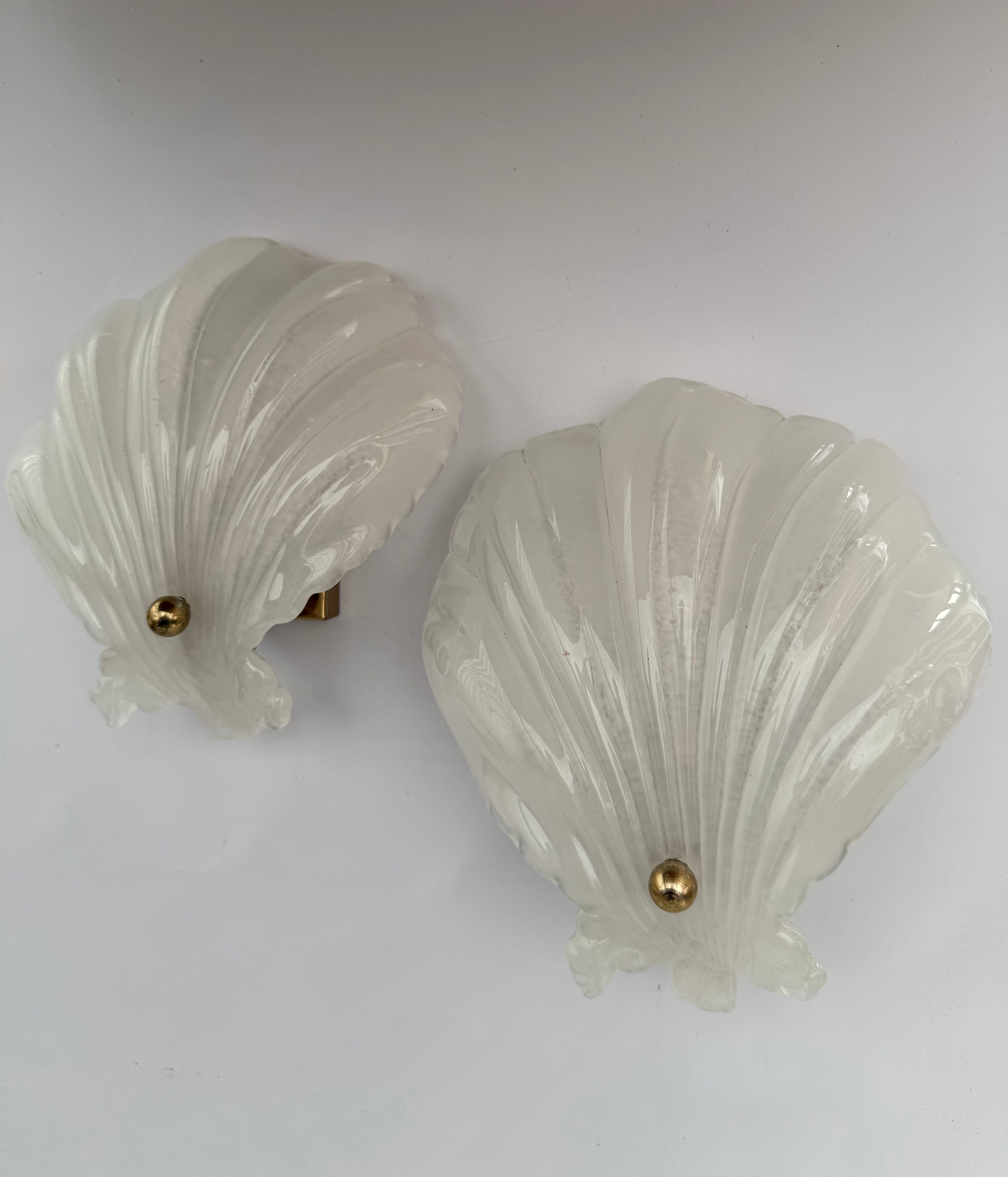 Pair of Murano Shell Wall Lights