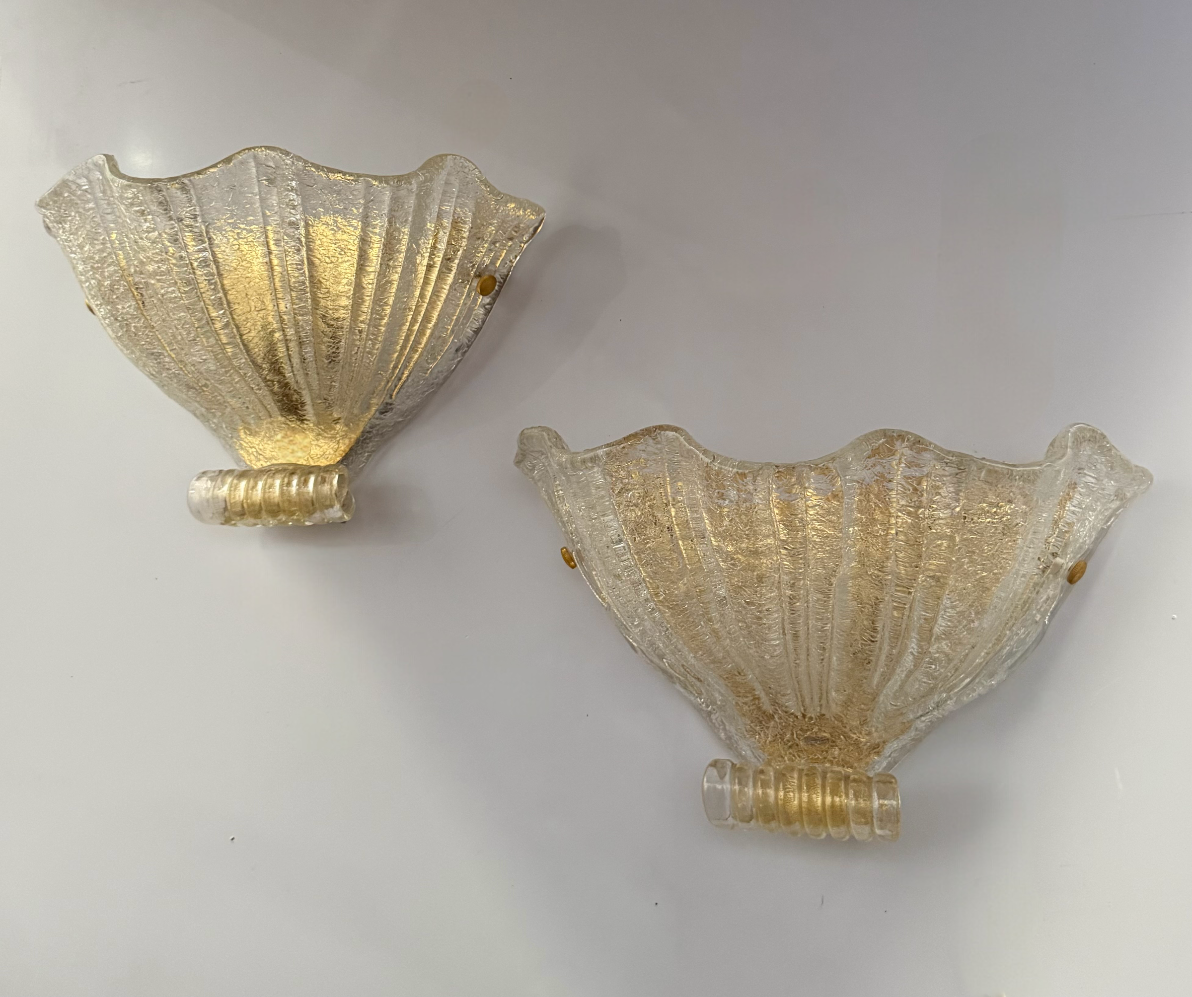 Pair of Murano Glass Shell Wall Lights