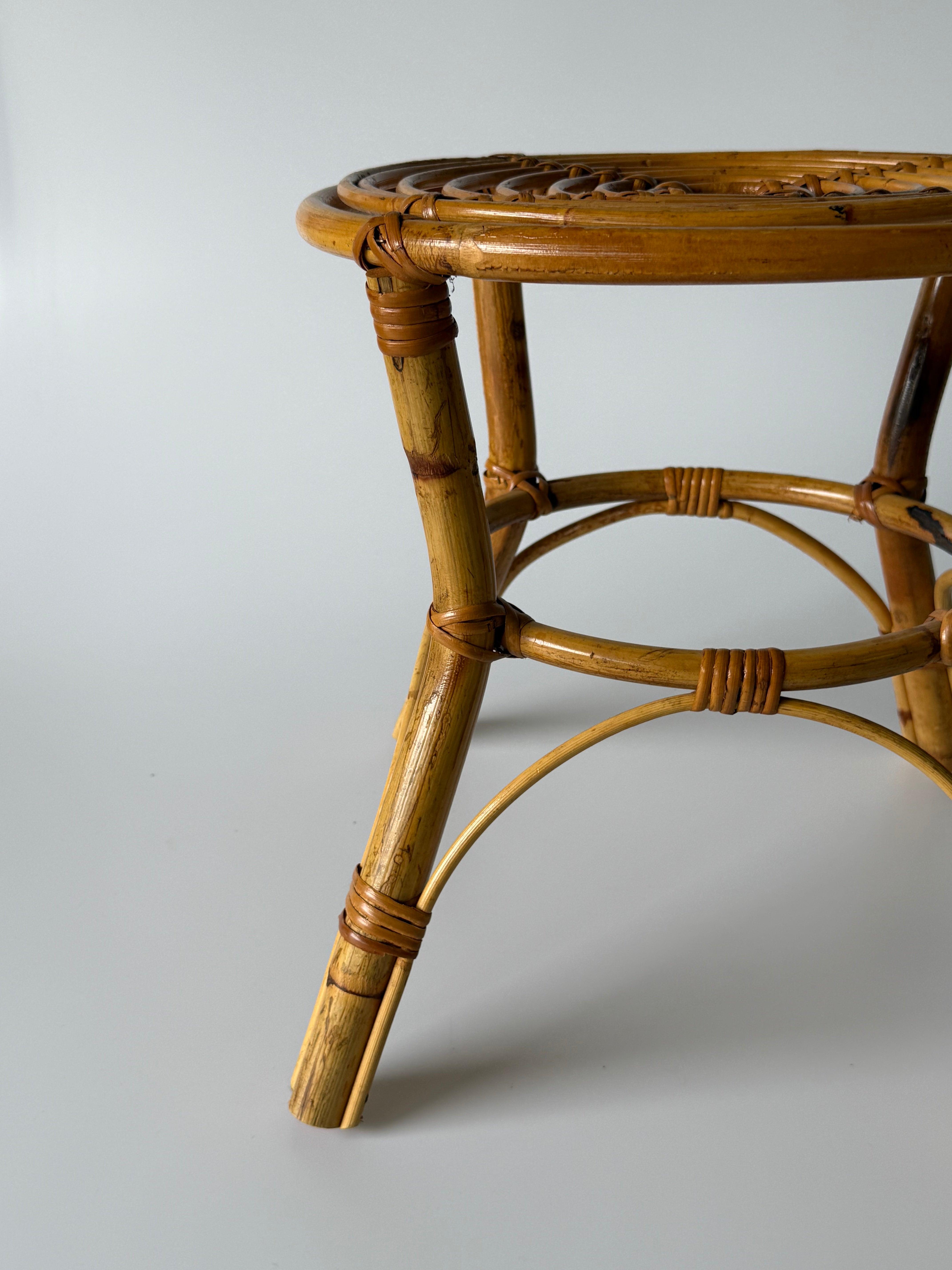 PRE-ORDER: Vintage Italian Bamboo Stool by Tito Agnoli