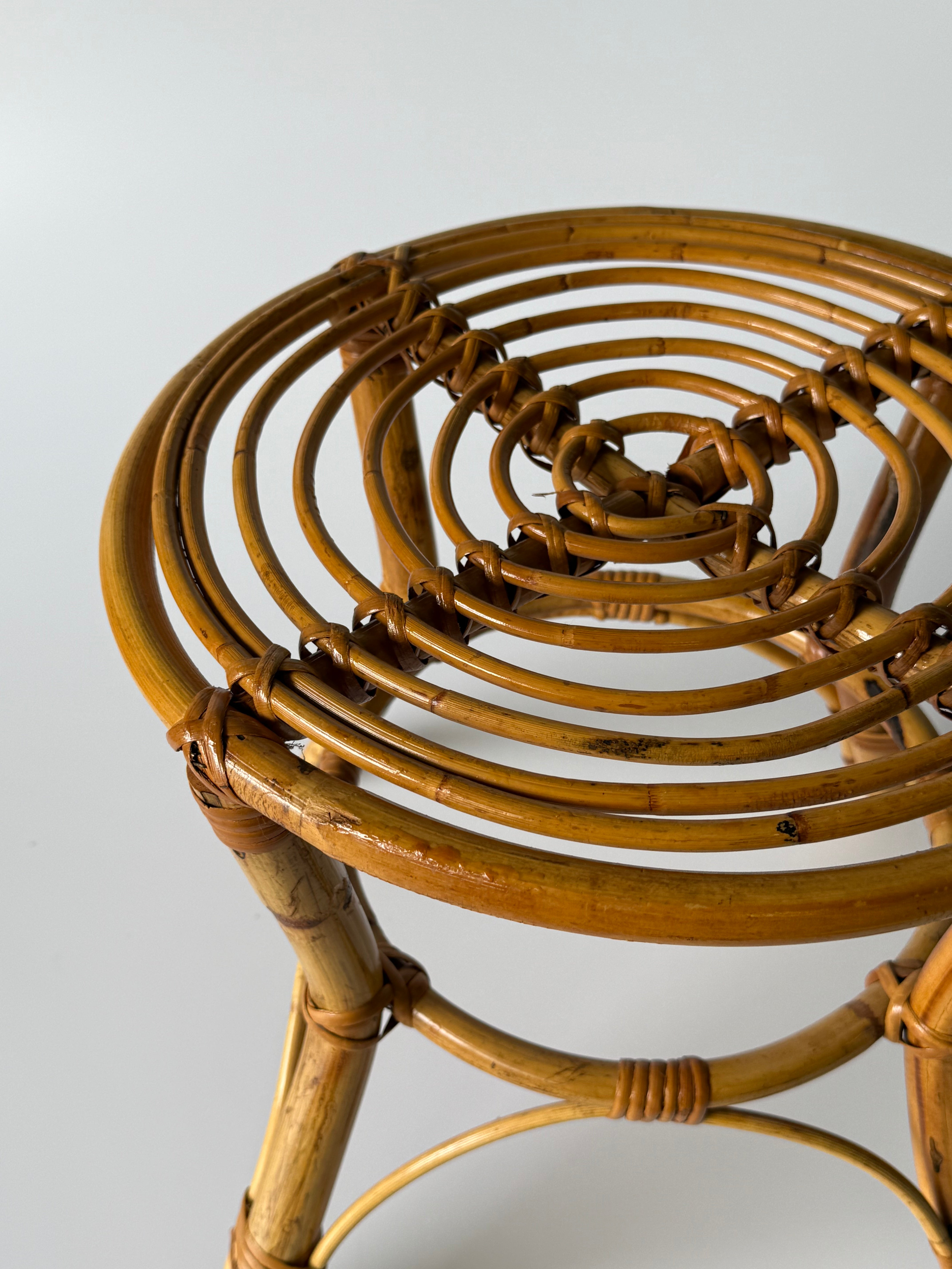 PRE-ORDER: Vintage Italian Bamboo Stool by Tito Agnoli