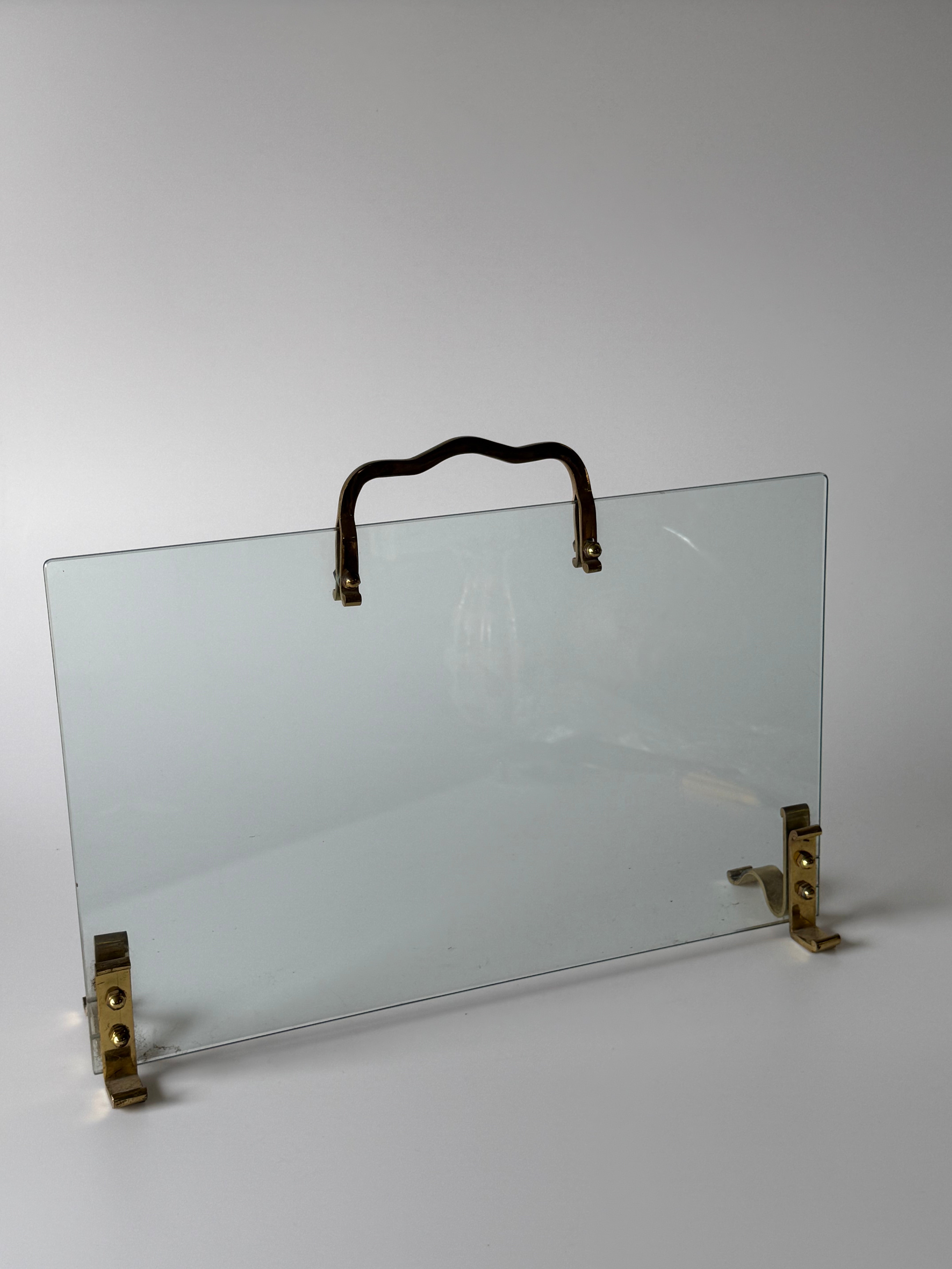PRE-ORDER: Italian Glass and Brass Fire Screen