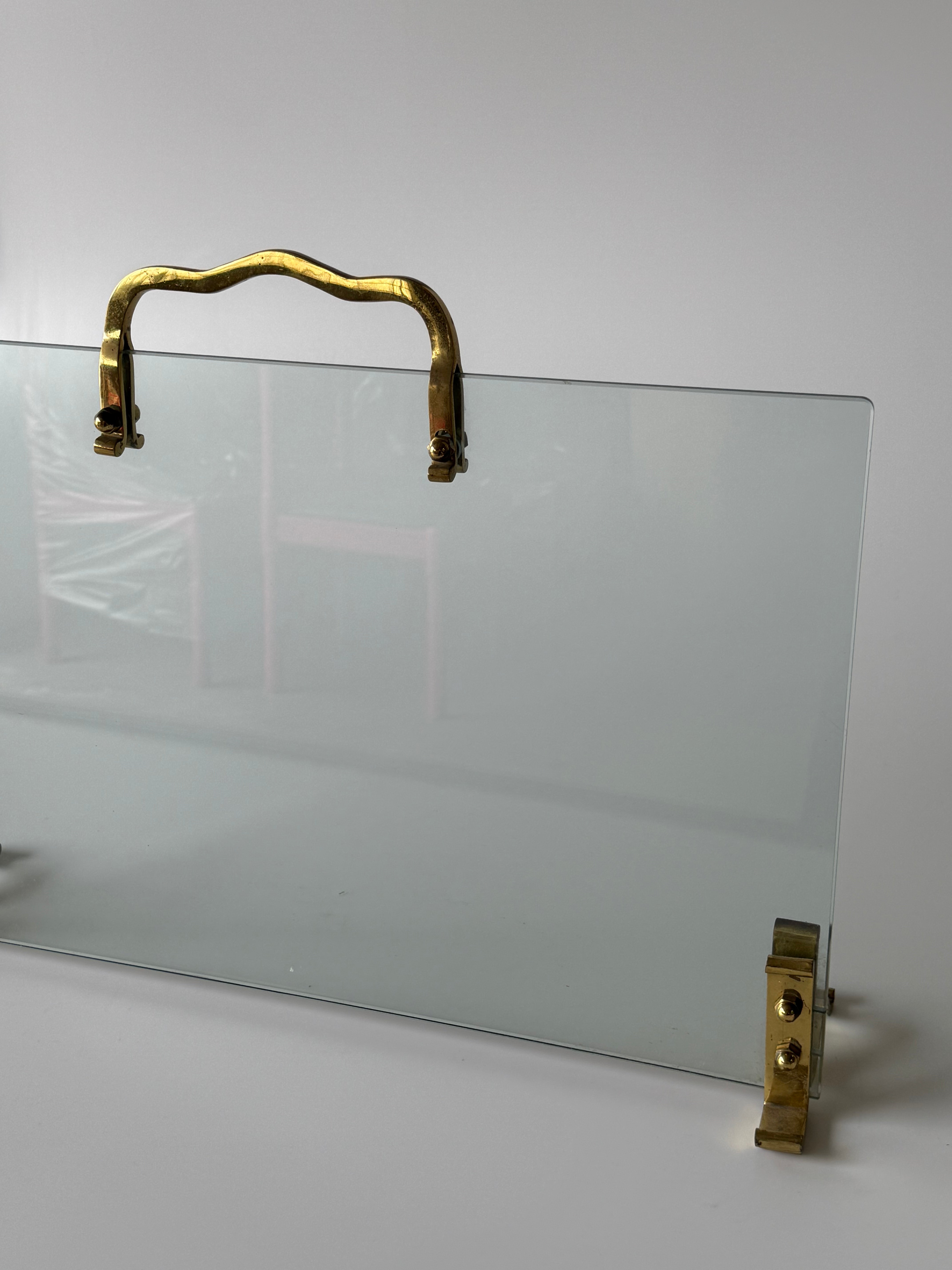 PRE-ORDER: Italian Glass and Brass Fire Screen