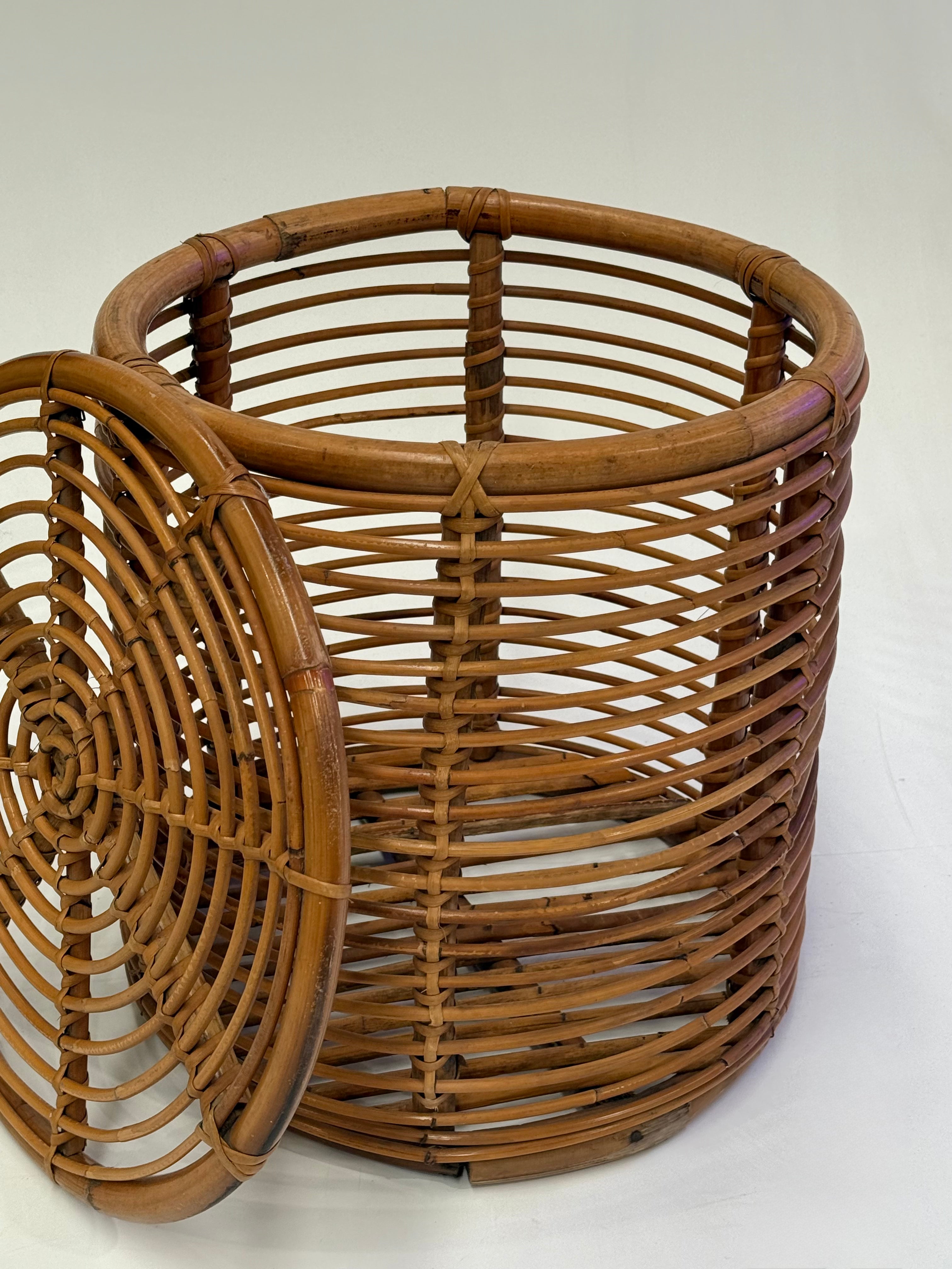 Vintage Italian Bamboo Stool by Tito Agnoli (