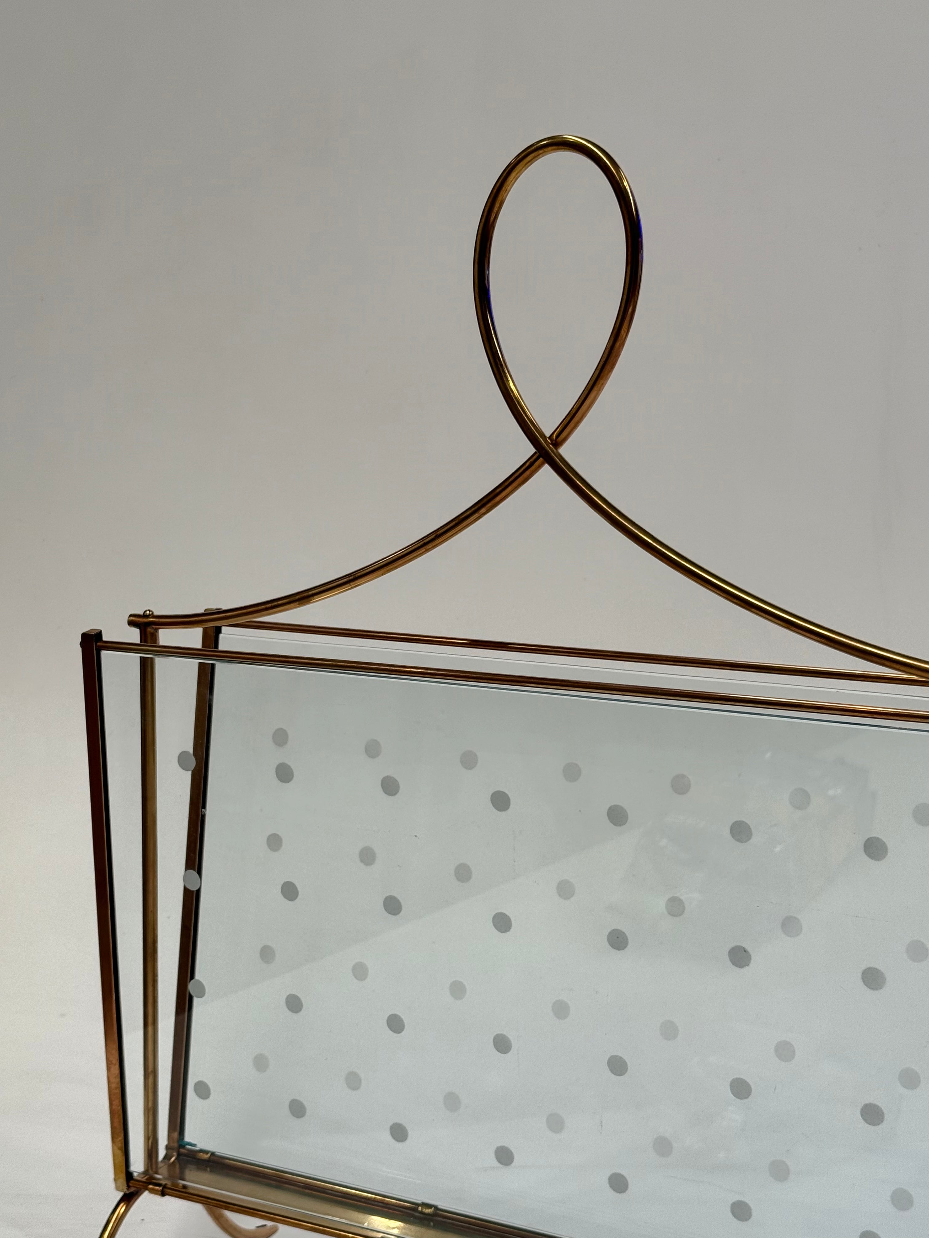 Italian Brass & Glass Magazine Rack
