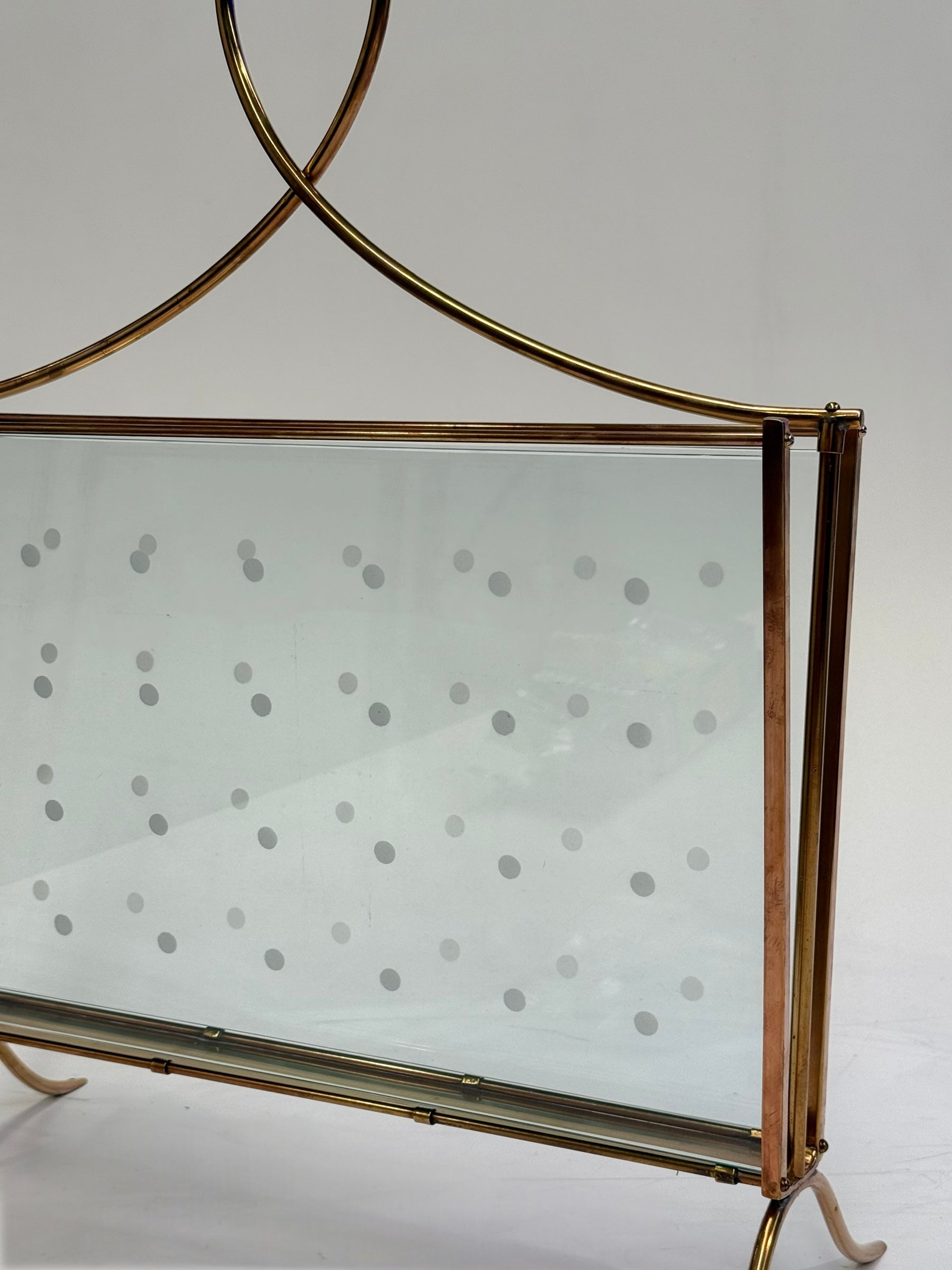 Italian Brass & Glass Magazine Rack