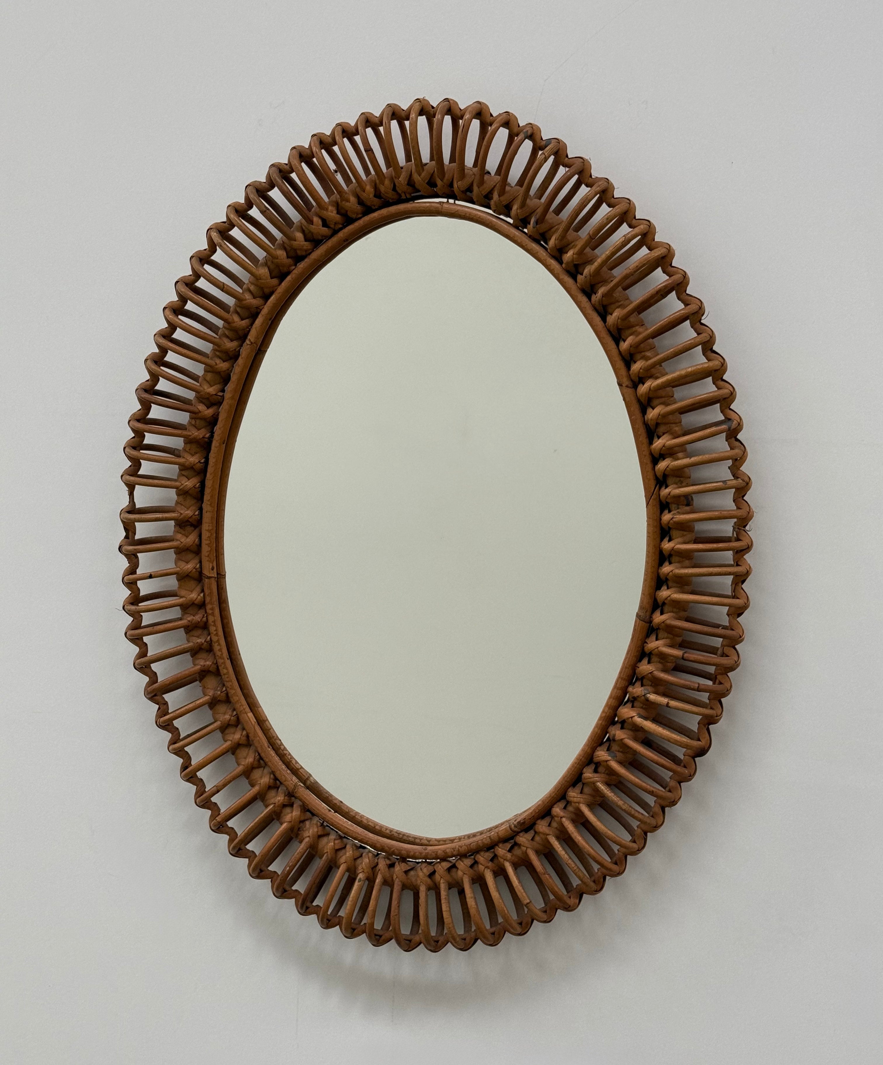 1960’s Italian Bamboo Mirror by Bonacina