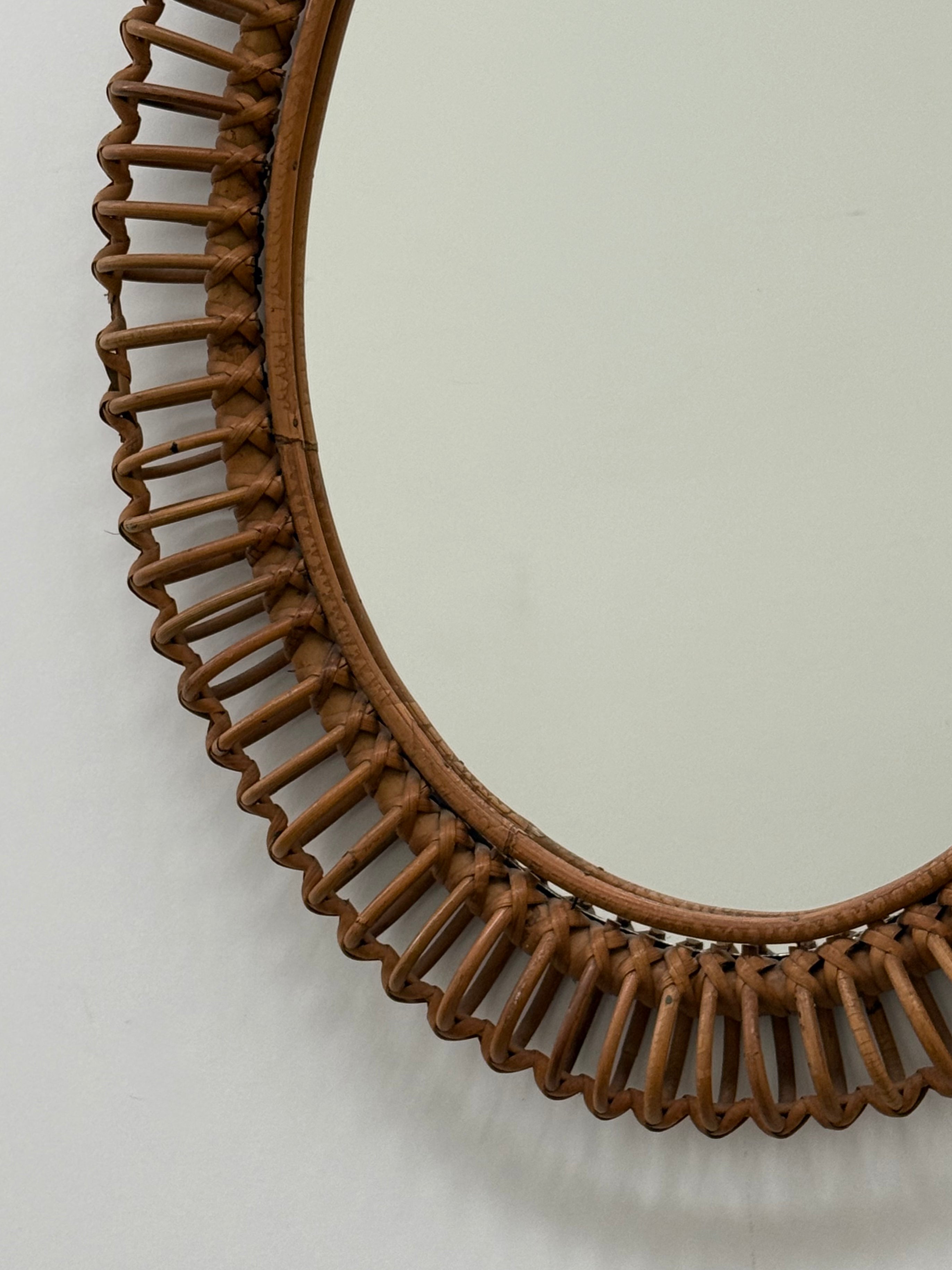 1960’s Italian Bamboo Mirror by Bonacina
