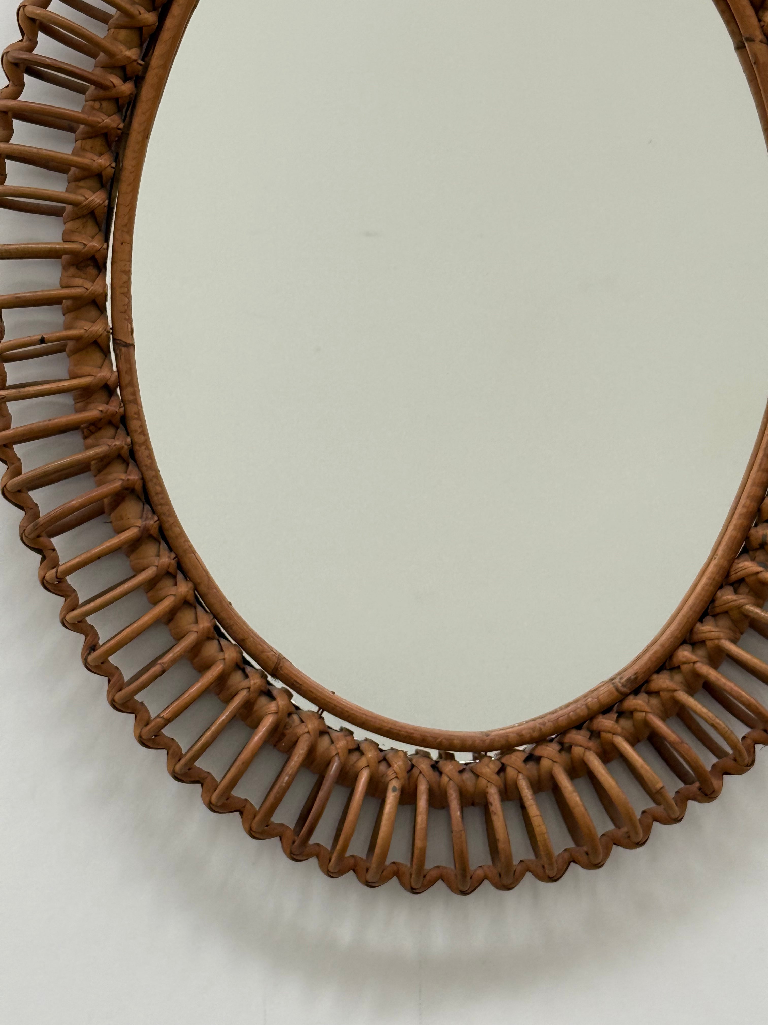 1960’s Italian Bamboo Mirror by Bonacina