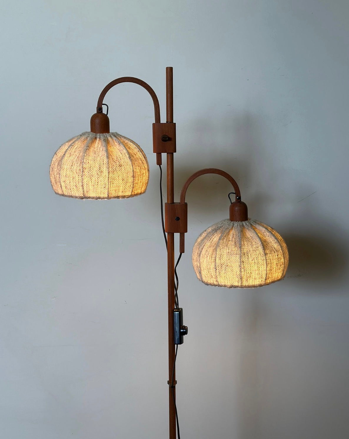 PRE-ORDER: 1970s Danish Teak Double Floor Lamp by Domus