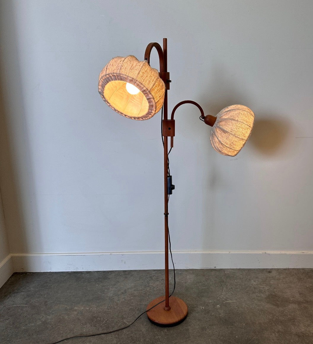 1970s Danish Teak Double Floor Lamp by Domus