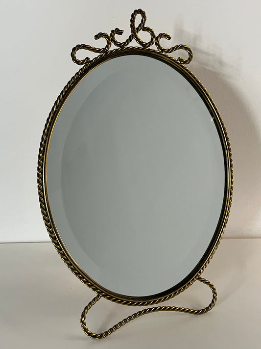 Vintage Italian Brass Vanity or Table Mirror