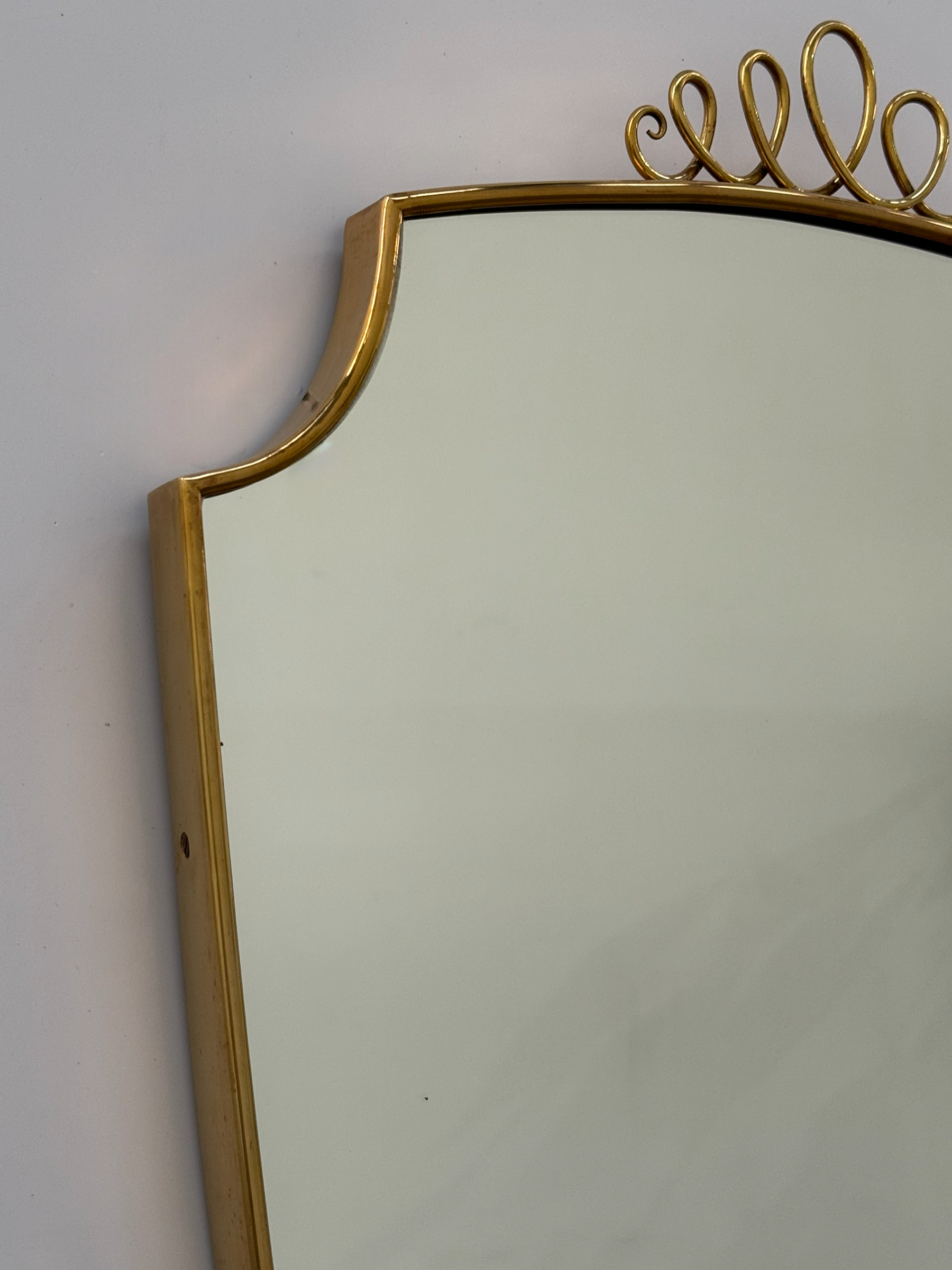 Vintage Italian Brass Shield Mirror